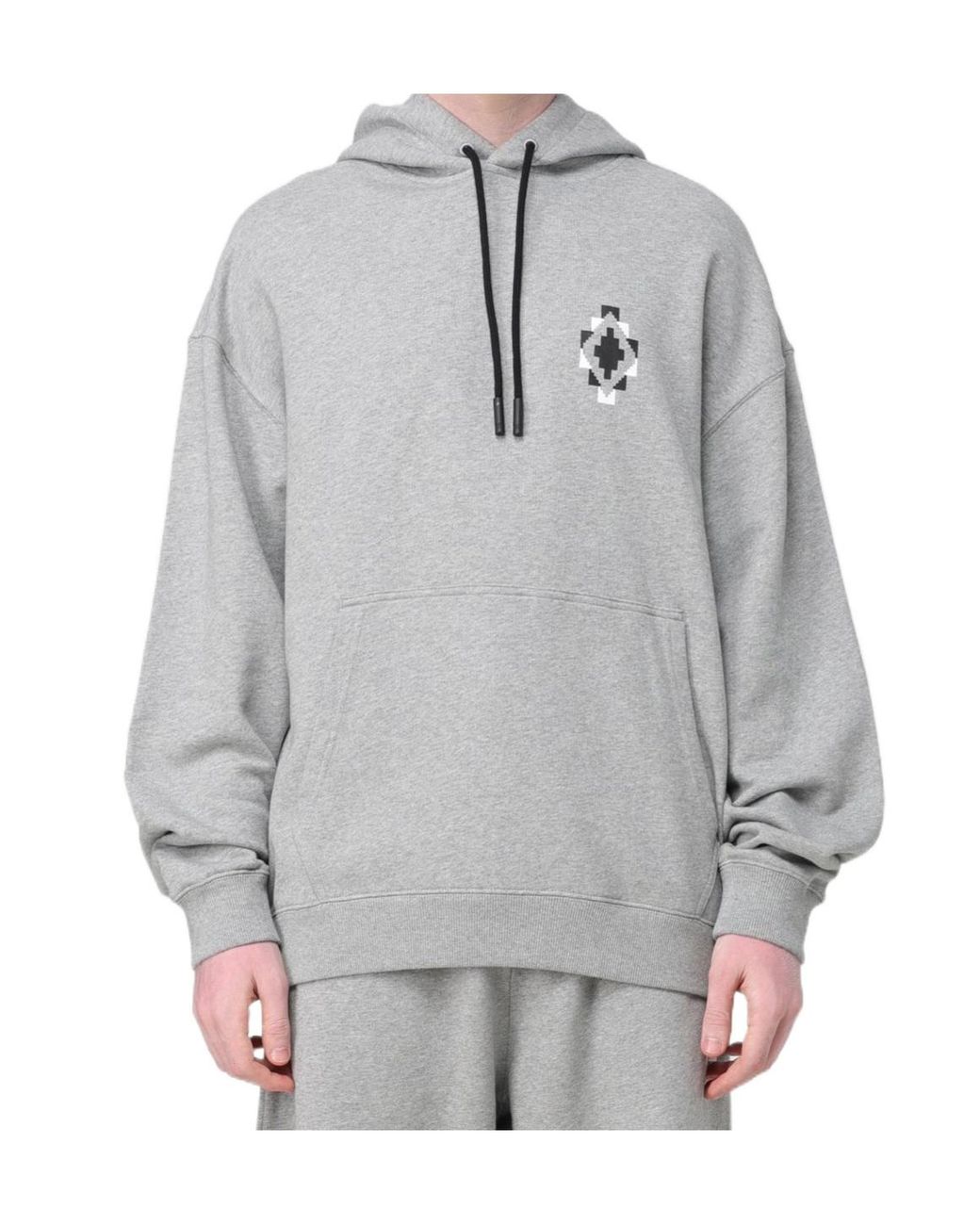 Marcelo Burlon Gray County Of Milan Logo Printed Drawstring Hoodie for men