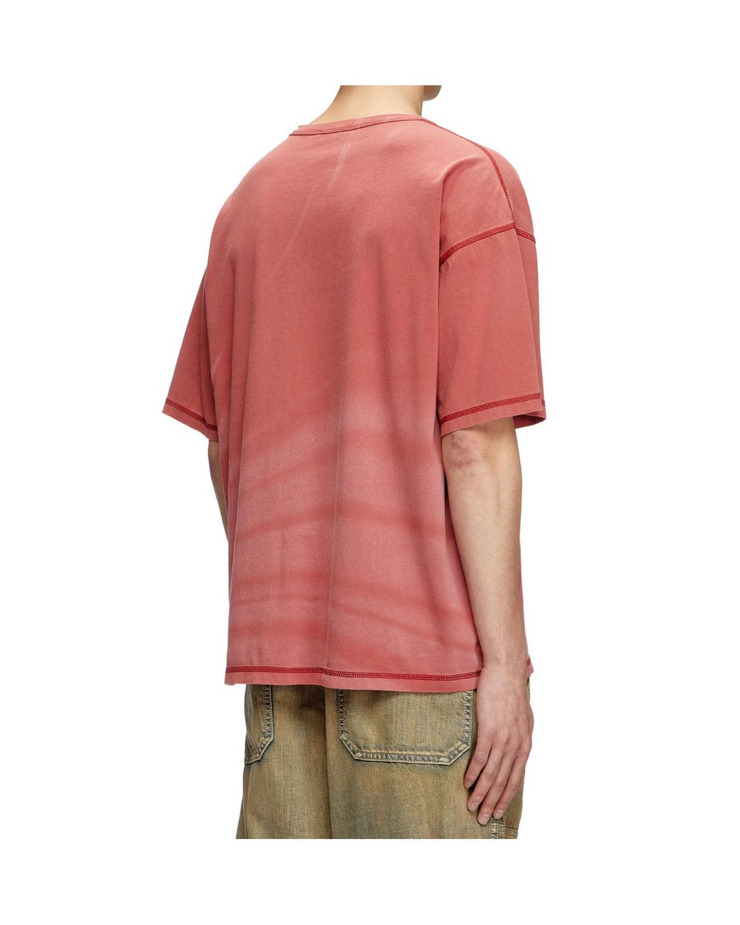DIESEL Pink T-Adjust-R13 Laser-Faded Logo T-Shirt for men