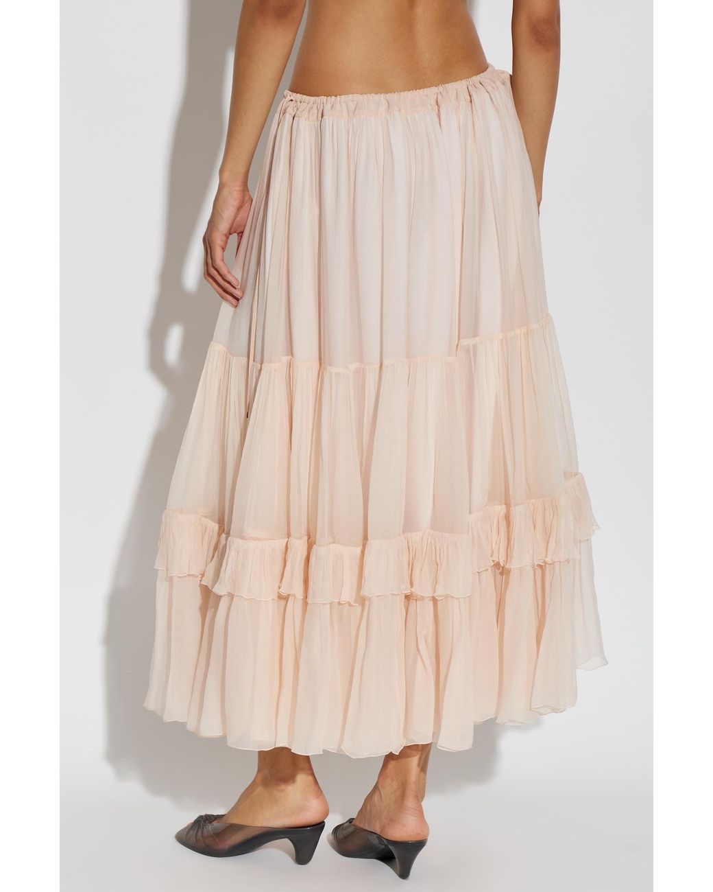 Chloé Natural Chloé Tiered Midi Skirt