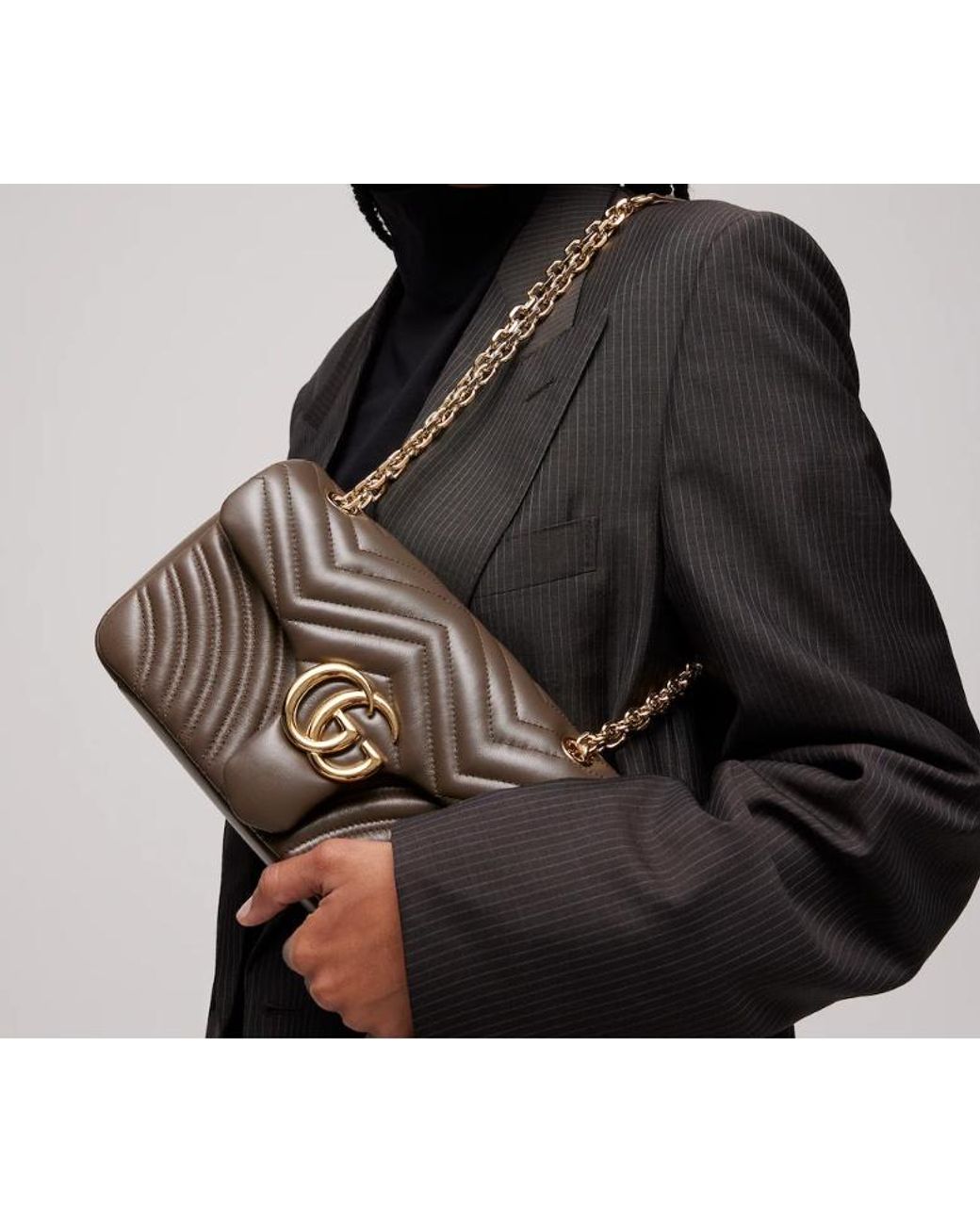 Gucci Brown Gg Marmont Medium Shoulder Bag