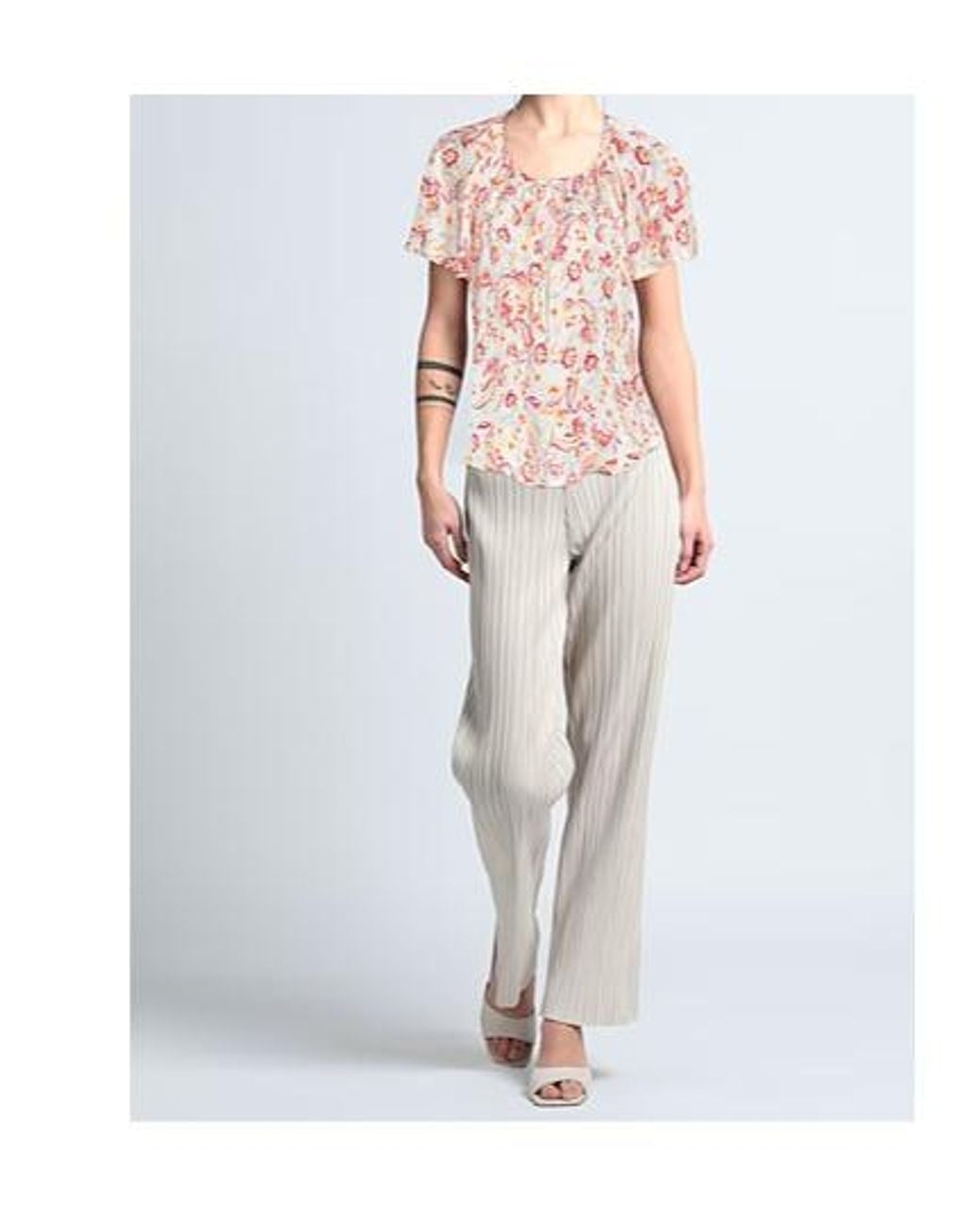Isabel Marant Pink Pleated Print Short-Sleeved Shirt