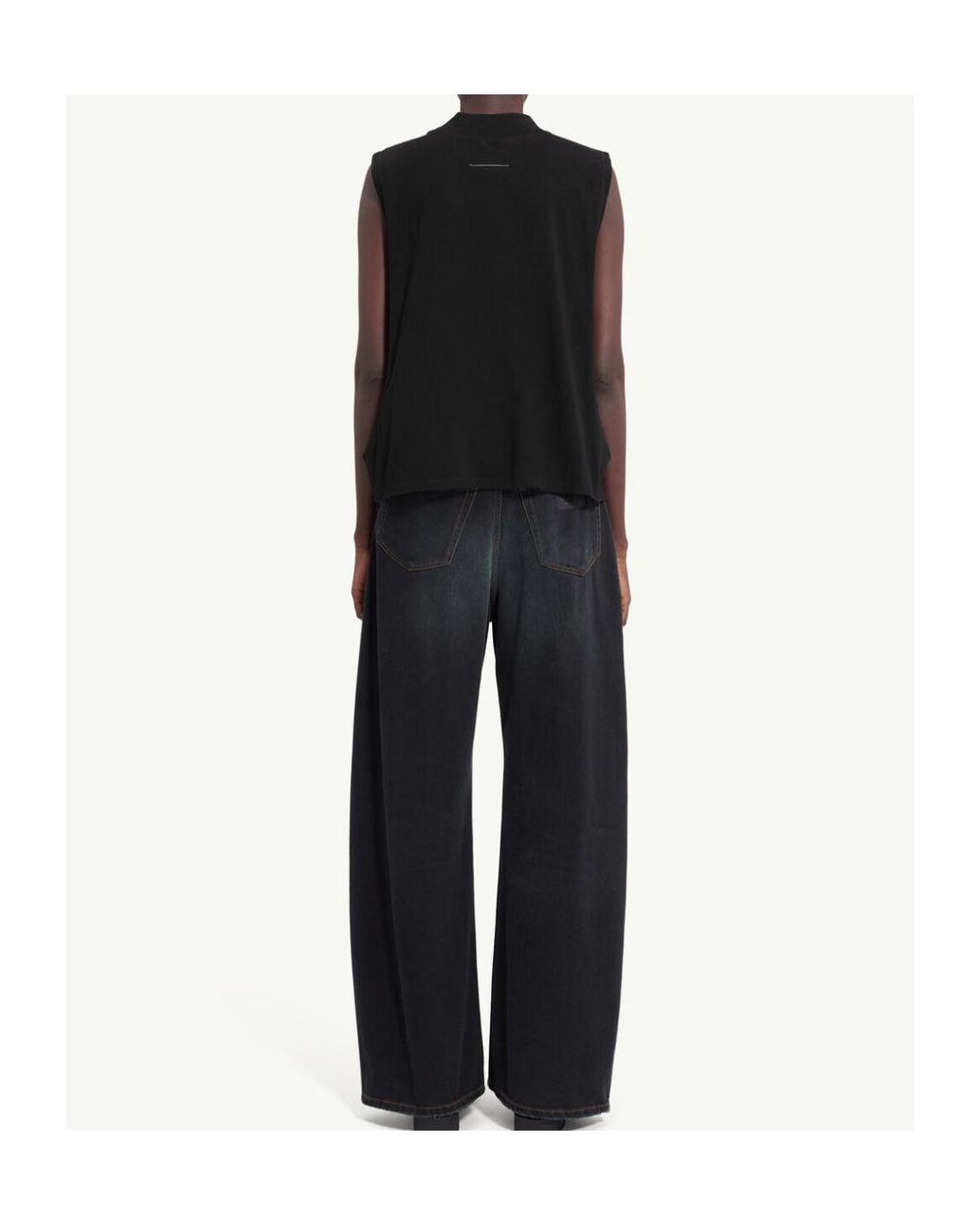 MM6 by Maison Margiela Black Cotton Jersey Sleeveless Top