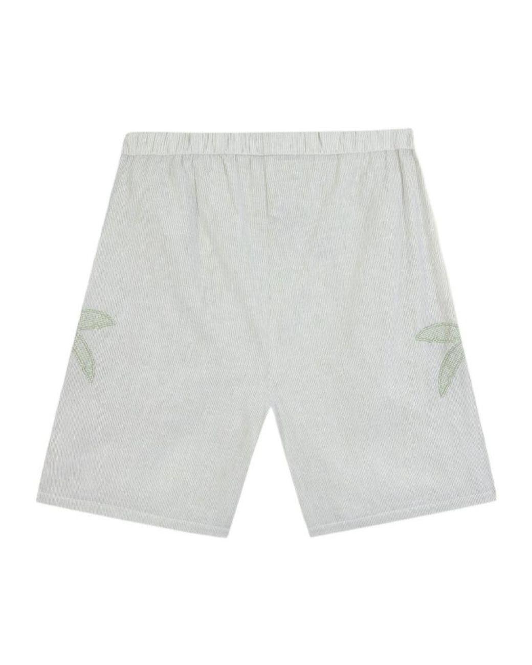 Maison Labiche White Palm-Patch Pinstriped Shorts