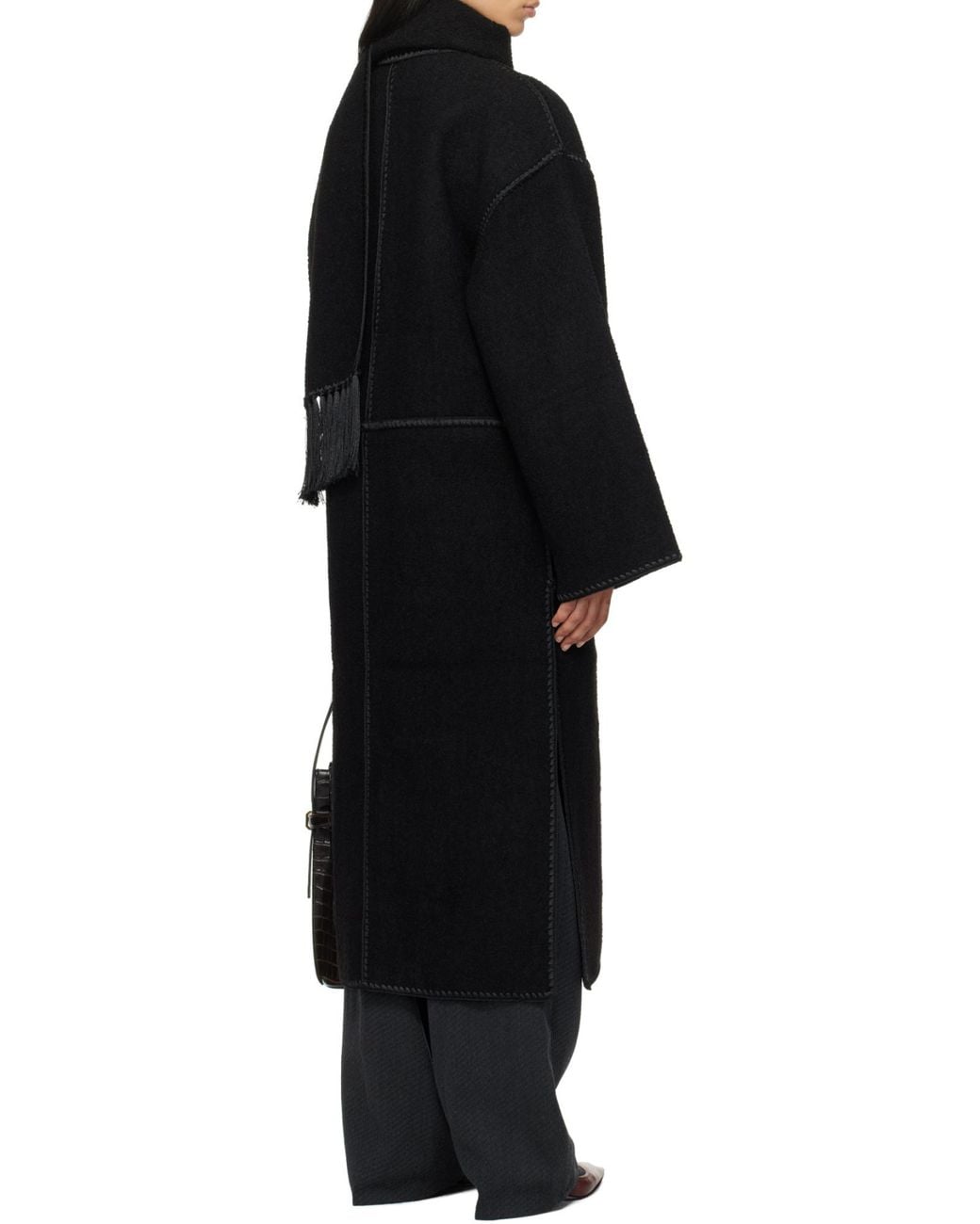 Totême Black Long Coat Wool Scarf