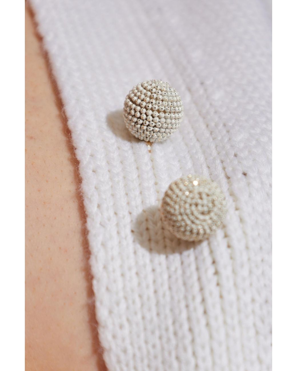 Fabiana Filippi White V-Neck Knitted Cardigan