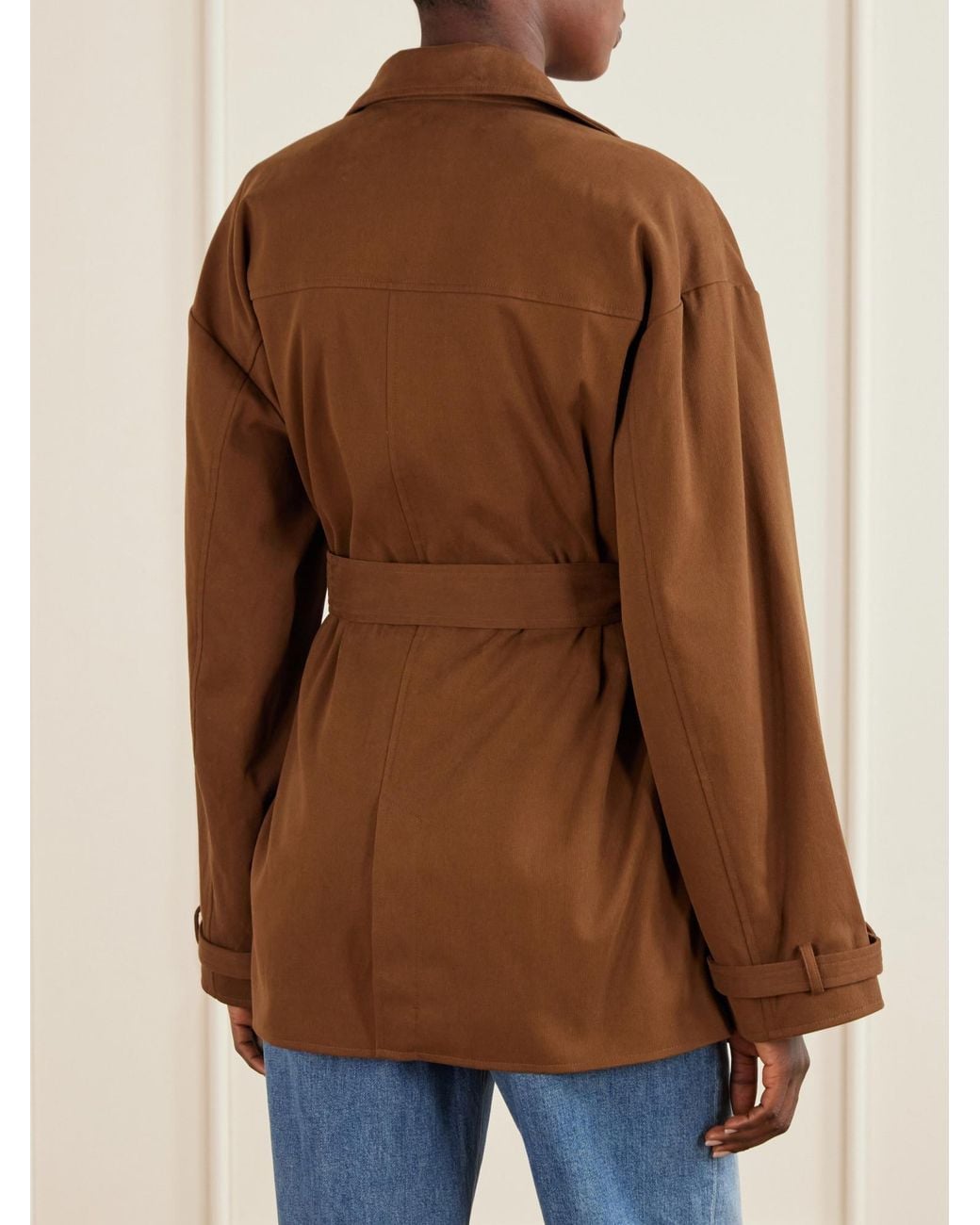 Doen Brown Belted Cotton-Blend Trench Coat