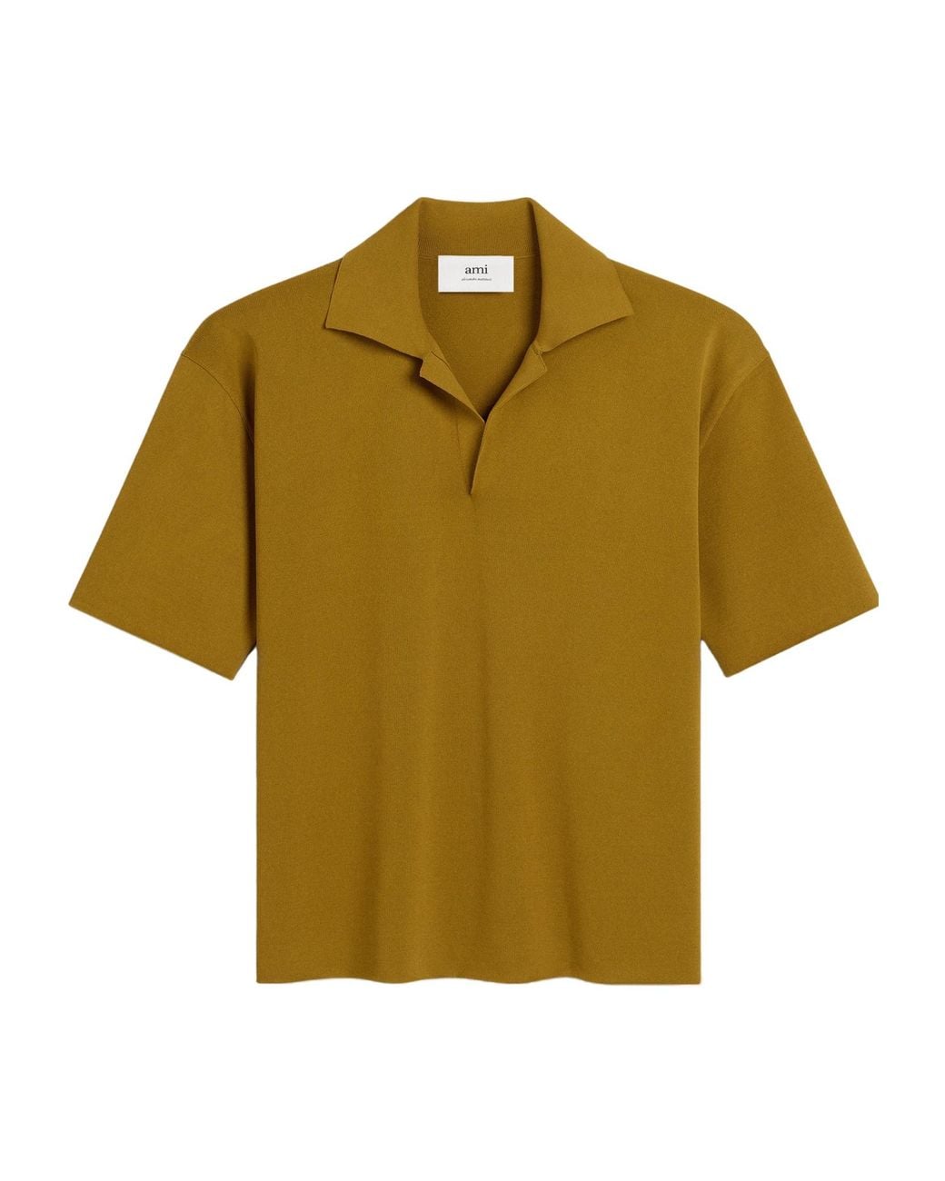 AMI Green Fine-Knit Polo Shirt