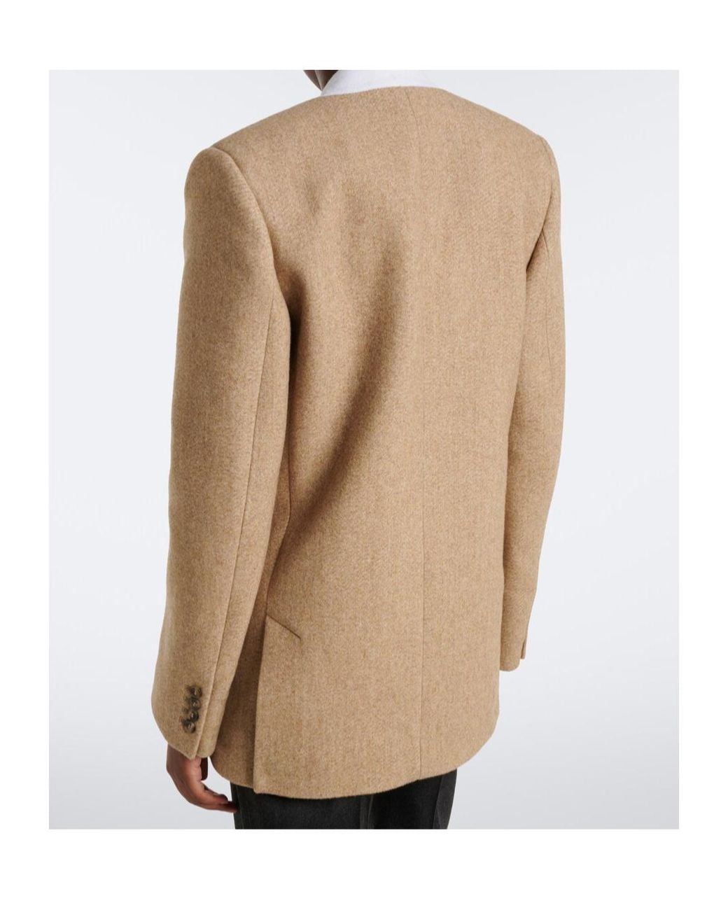 Victoria Beckham Natural Double-Breasted Wool-Blend Blazer