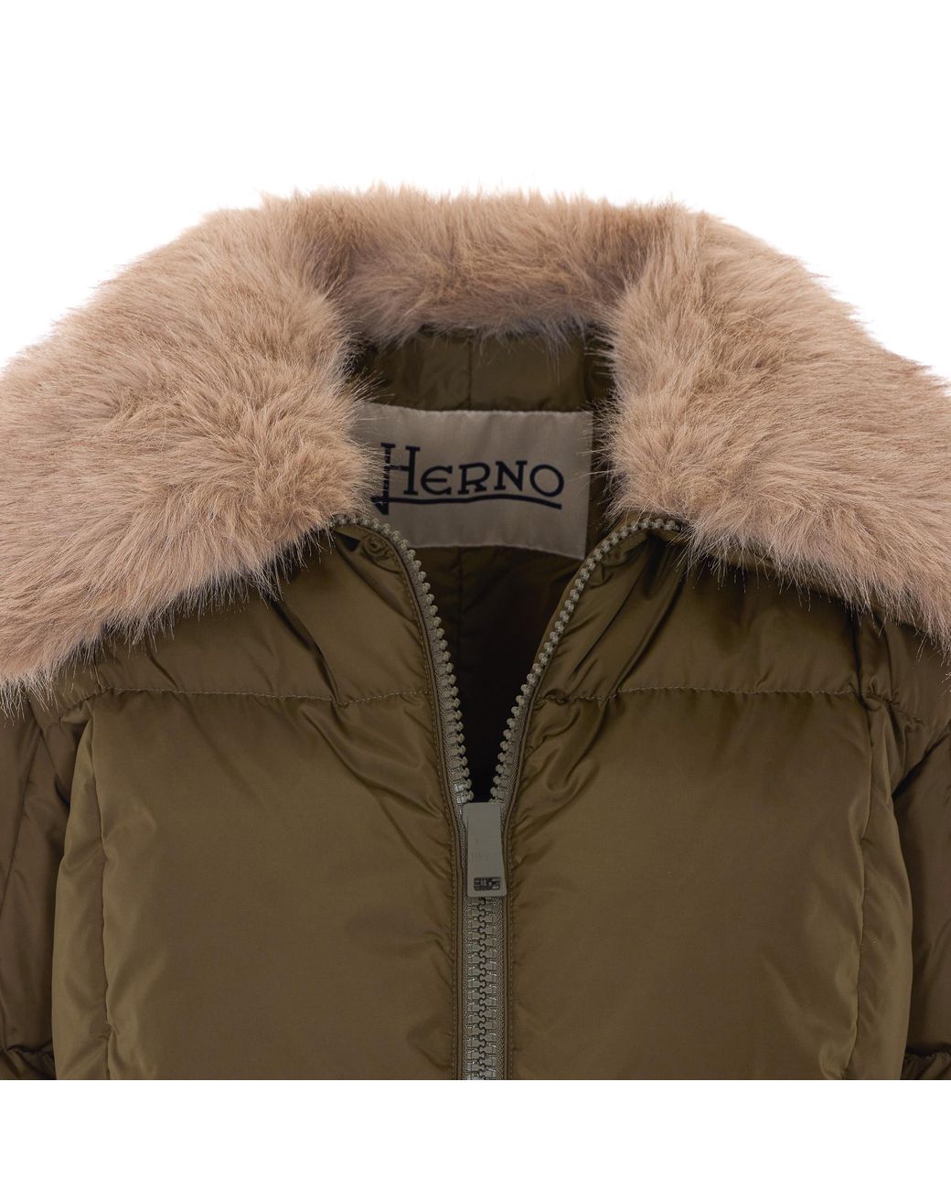 Herno Green Zip-Up Hooded Down Jacket