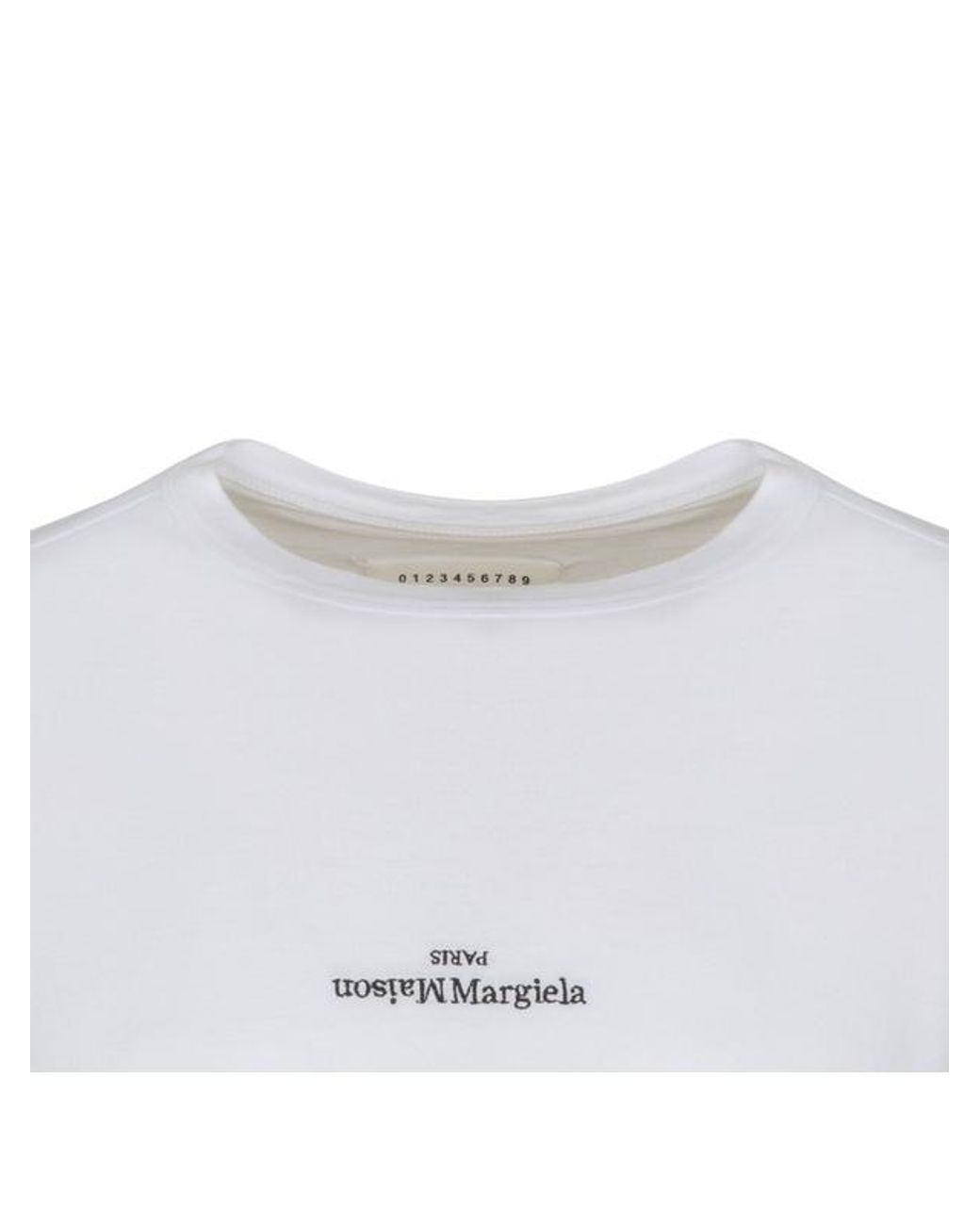 Maison Margiela White Logo Embroidered Crewneck T-Shirt for men