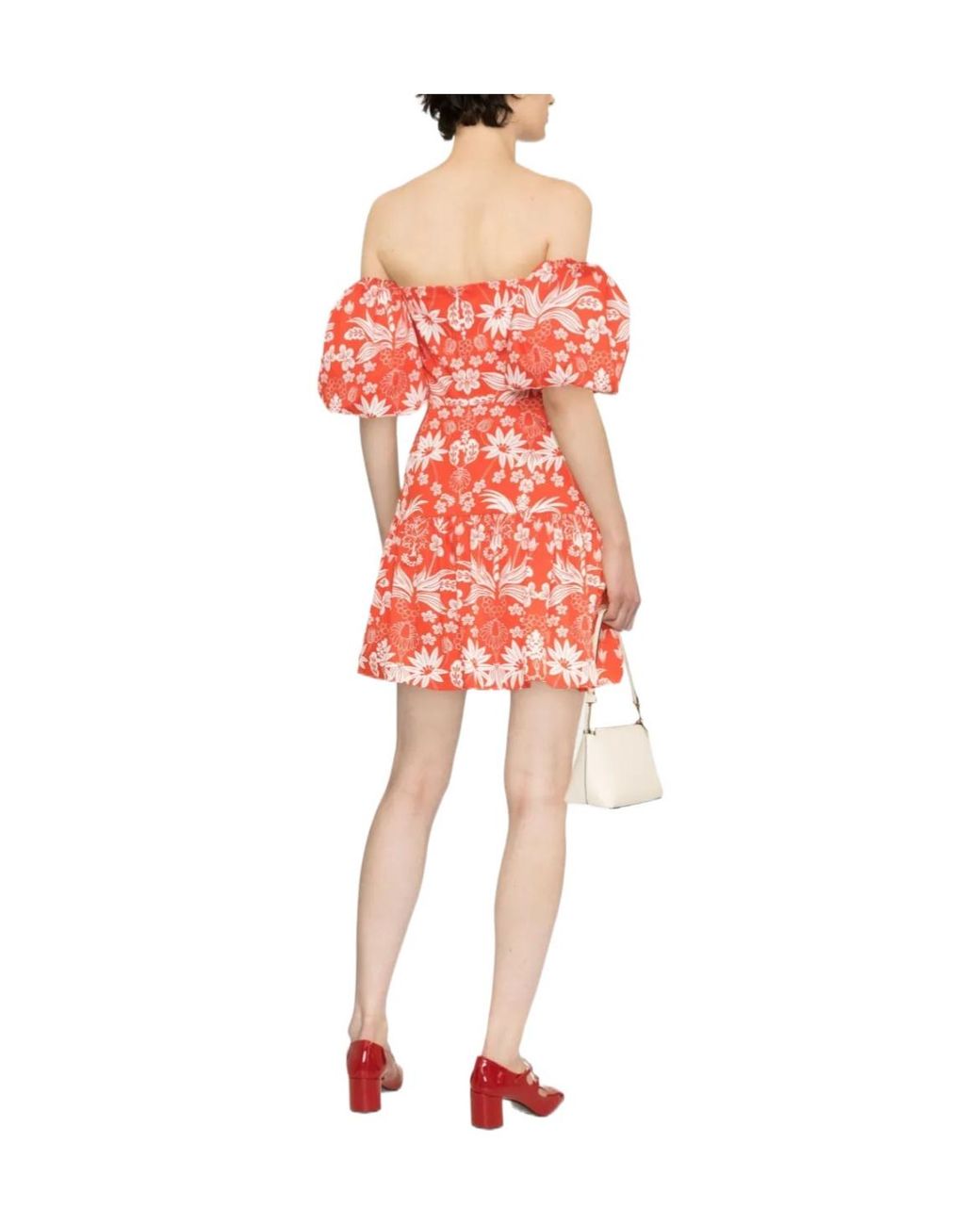 Borgo De Nor Red Off-Shoulder Floral-Print Dress