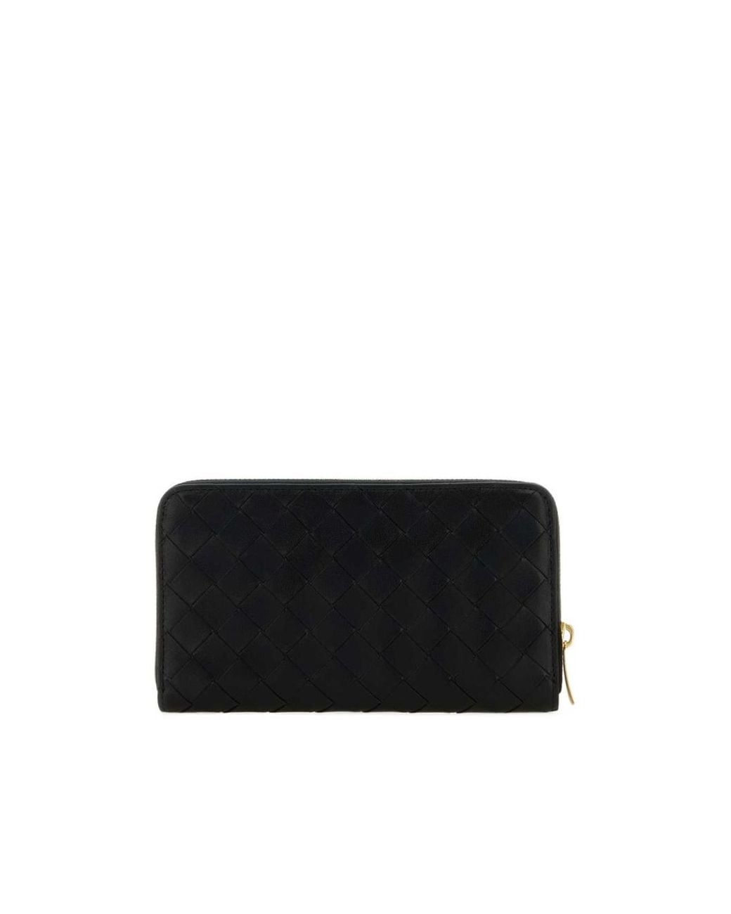 Bottega Veneta Black Intrecciato Zipped Wallet