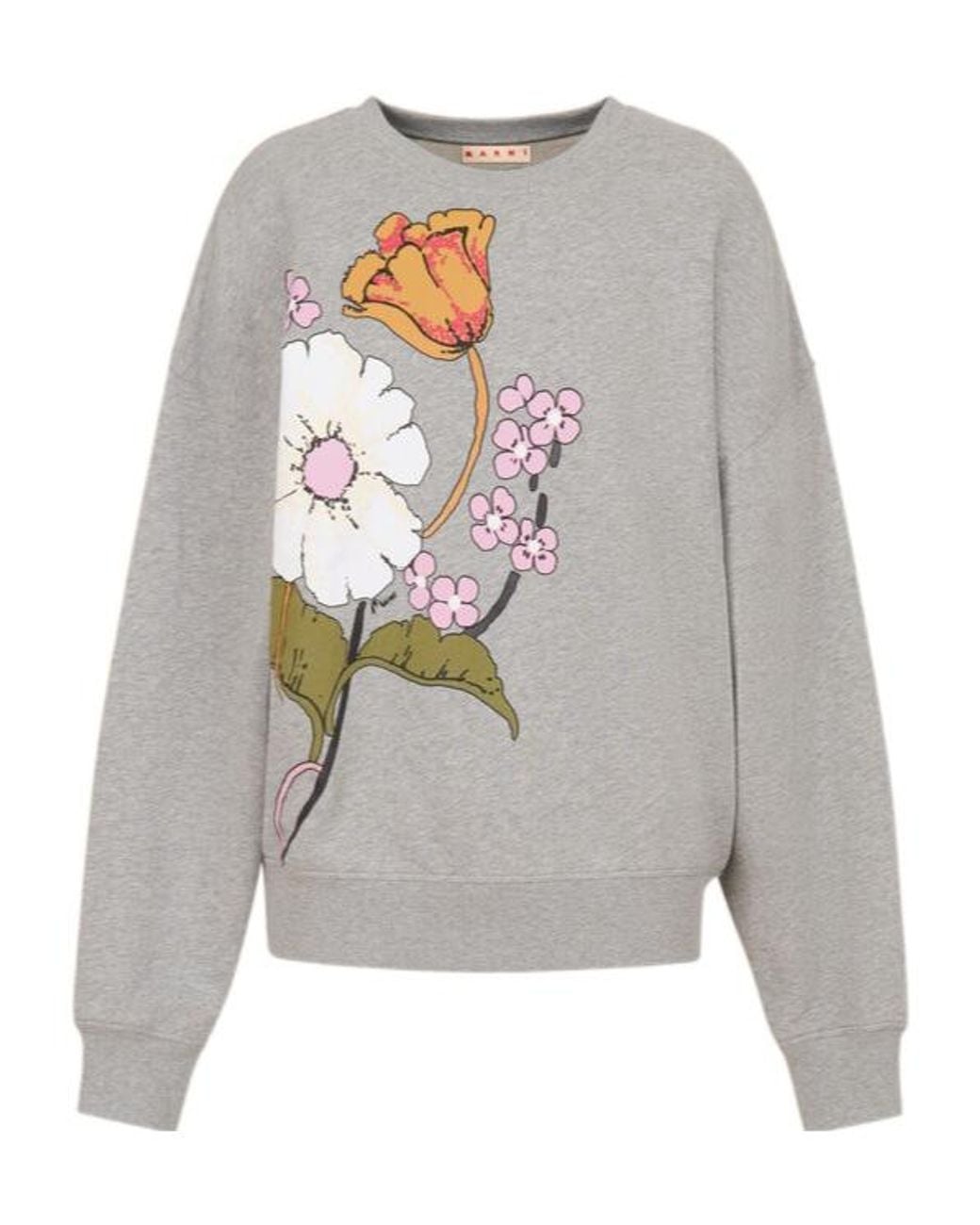 Marni Gray Cotton Sweatshirt With Melodia Floral Print