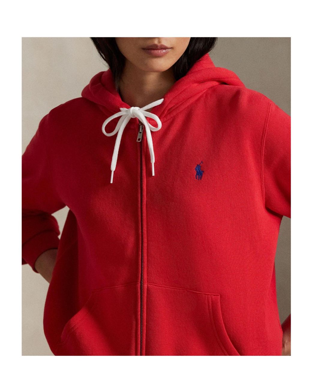 Polo Ralph Lauren Red Minimalist Stylish Hooded Coat