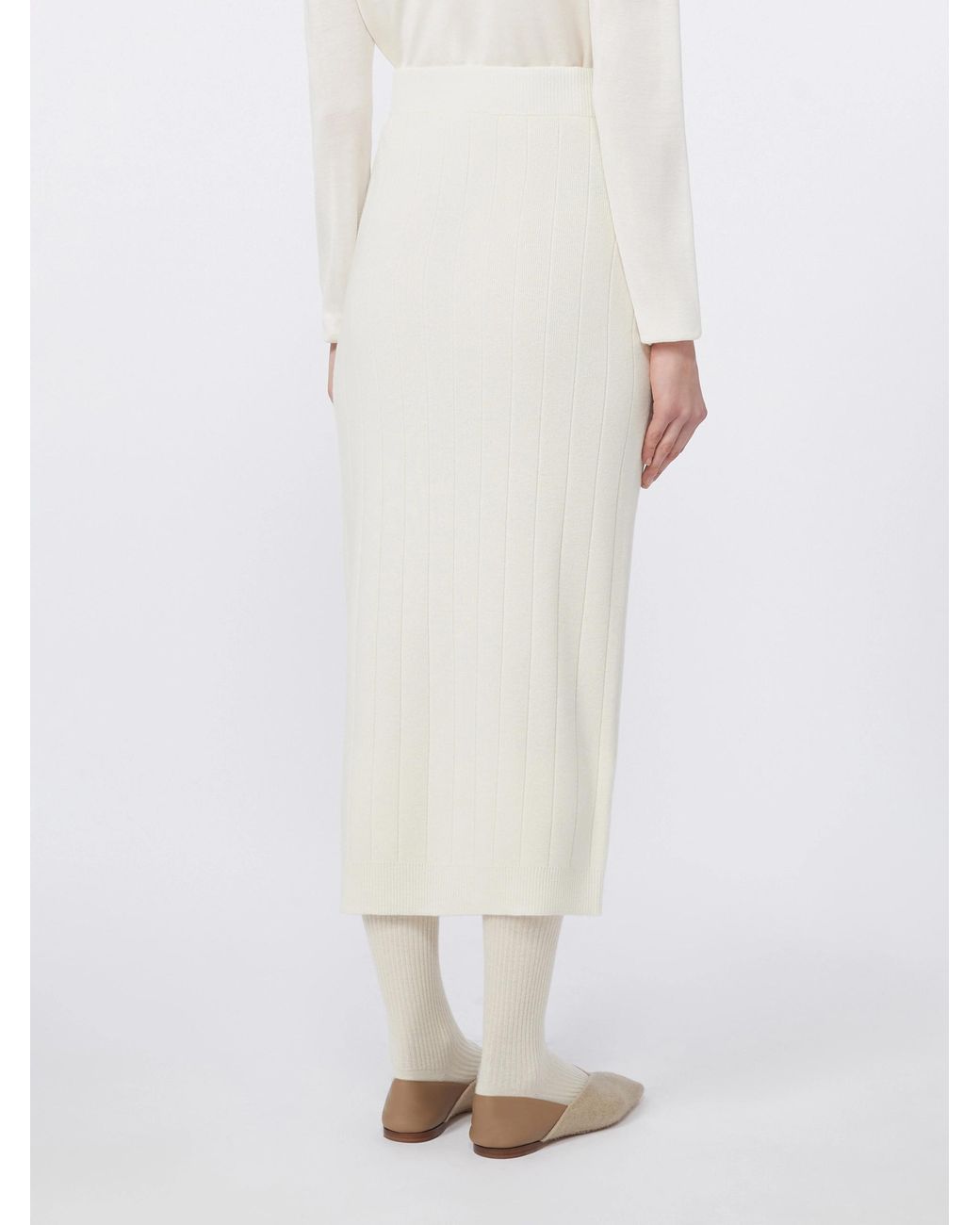 Max Mara White Sante Ribbed Knit Skirt