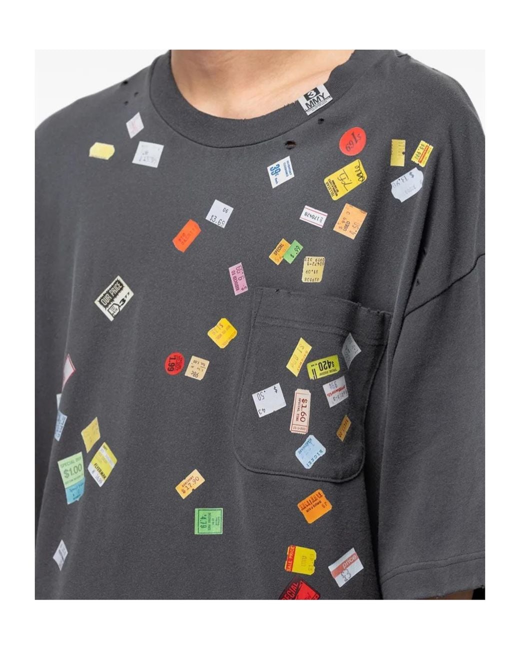 Maison Mihara Yasuhiro Black Price Tag-Sticker Printed T-Shirt for men