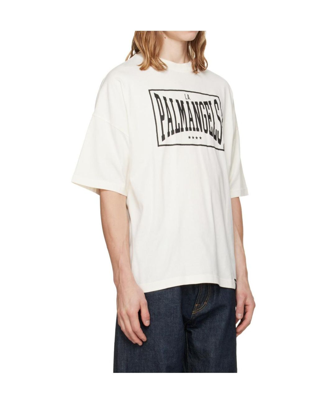 Palm Angels White Retro Logo Loose-Fit T-Shirt for men