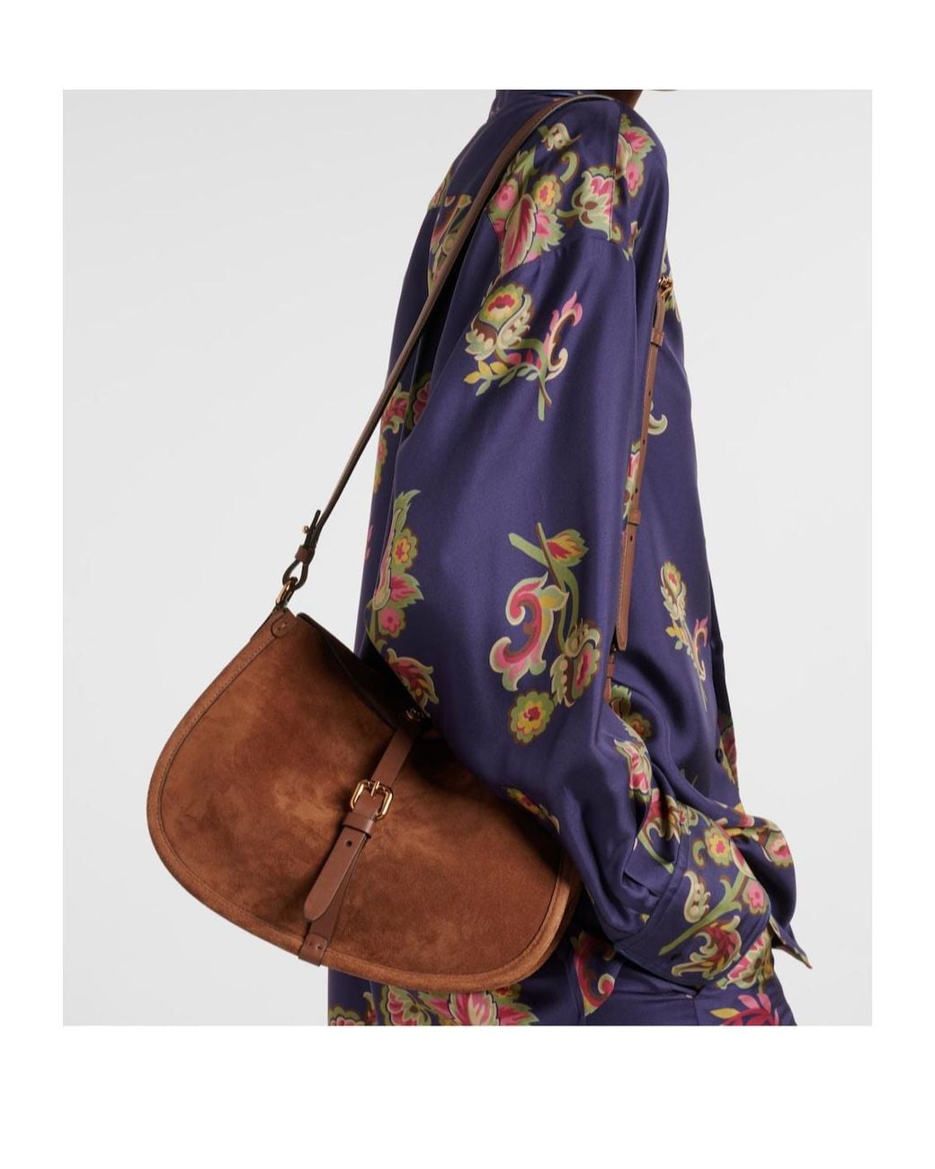 Etro Brown Small Suede Tote Bag