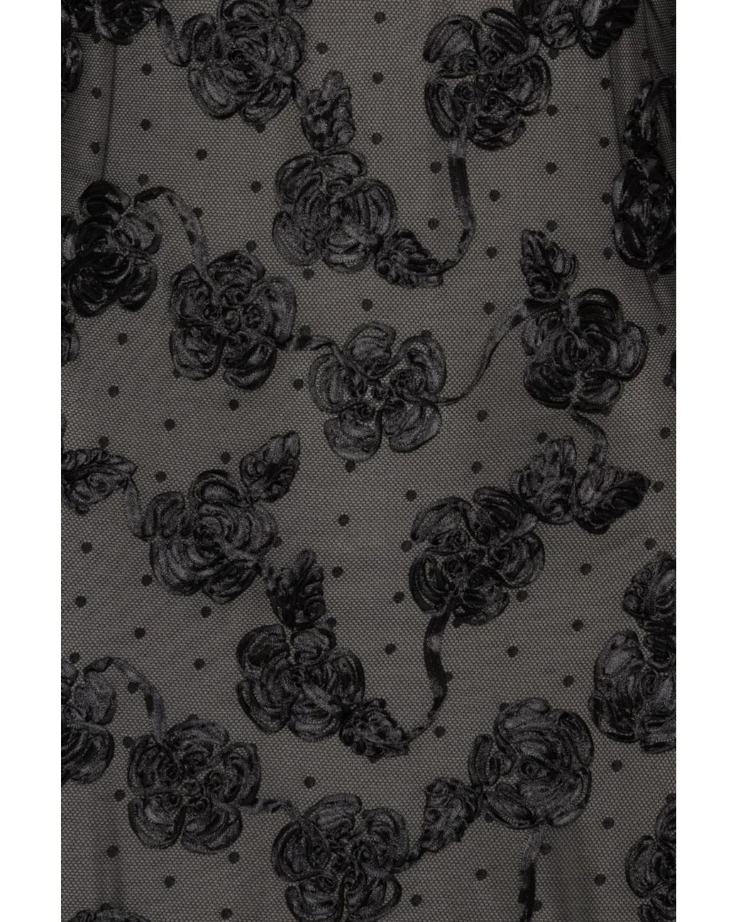 ROTATE BIRGER CHRISTENSEN Black Flower Mesh Ls Mini Dress