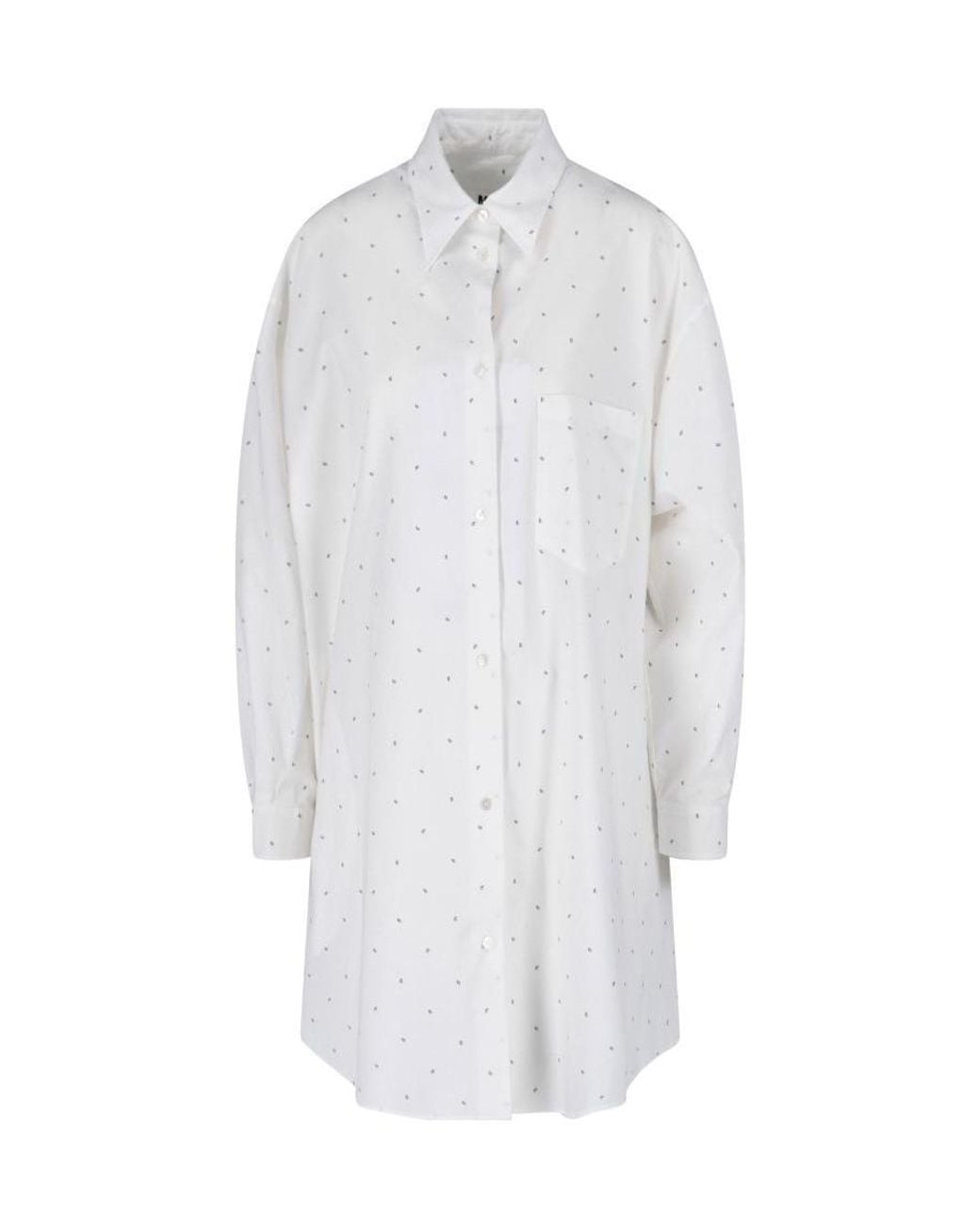 MM6 by Maison Margiela White Polka-Dot Cotton Shirt Dress