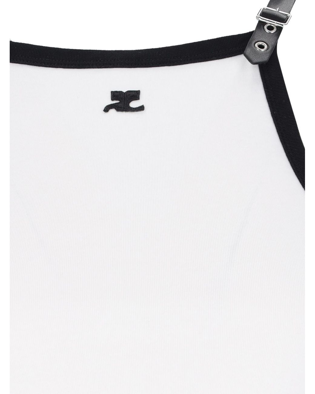 Courreges White Courrèges Buckle Detailed Halter-Neck Top