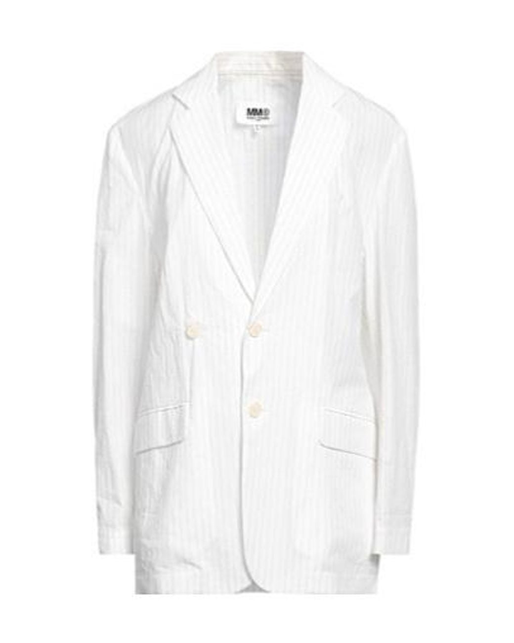 MM6 by Maison Margiela White Double-Breasted Suit Jacket