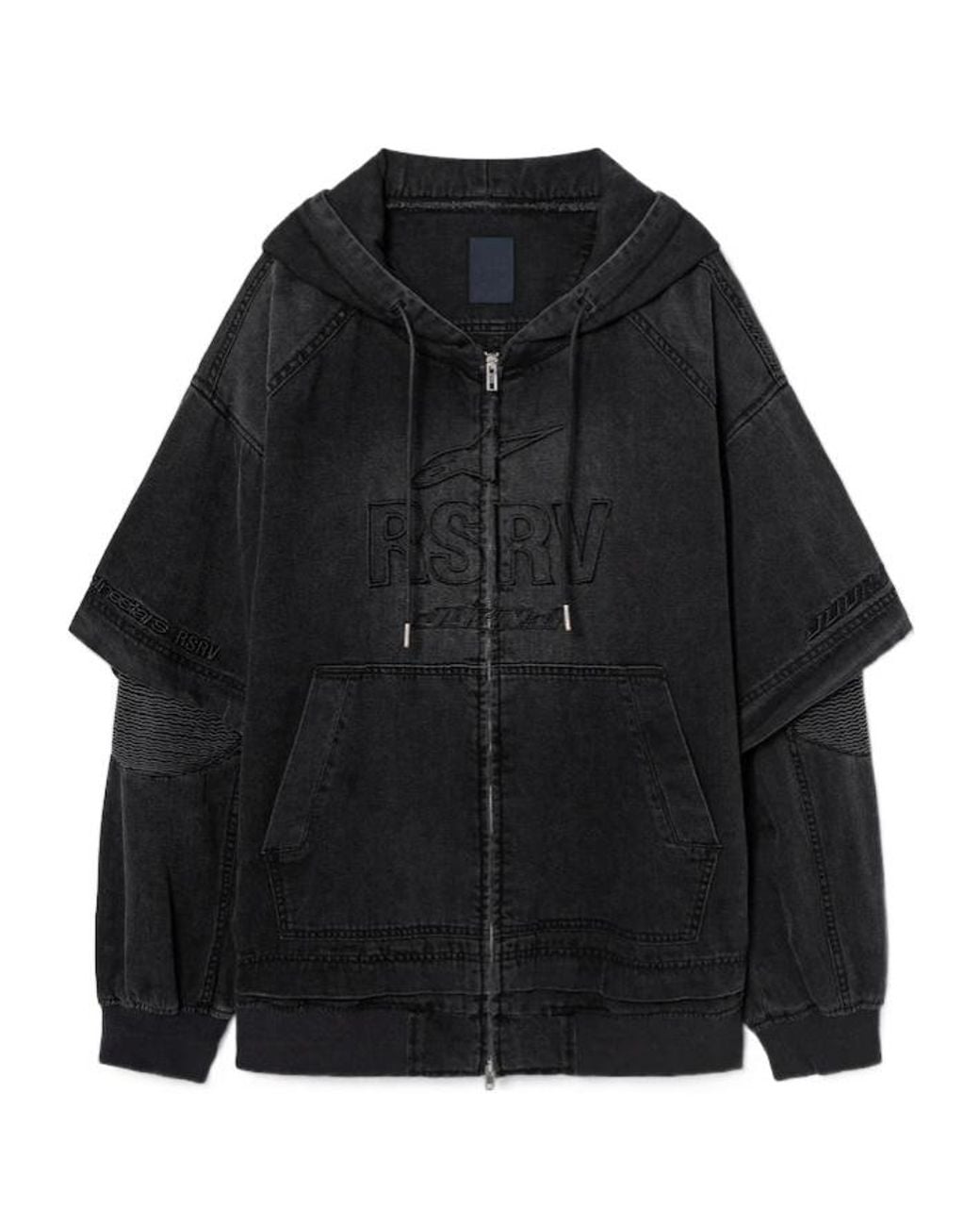 Juun.J Black Long-Sleeve Hooded Jacket for men