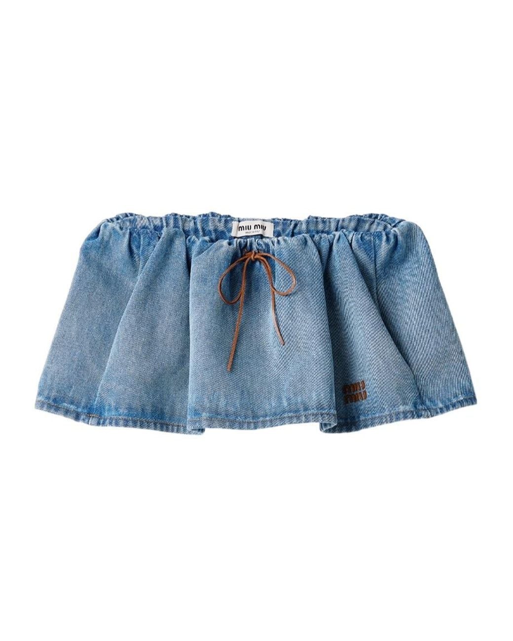 Miu Miu Blue Washed Denim Miniskirt