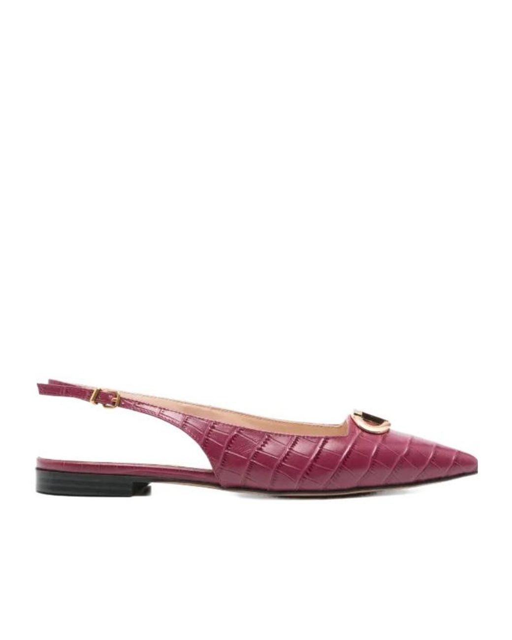 Twinset Purple Crocodile-Effect Slingback Pumps