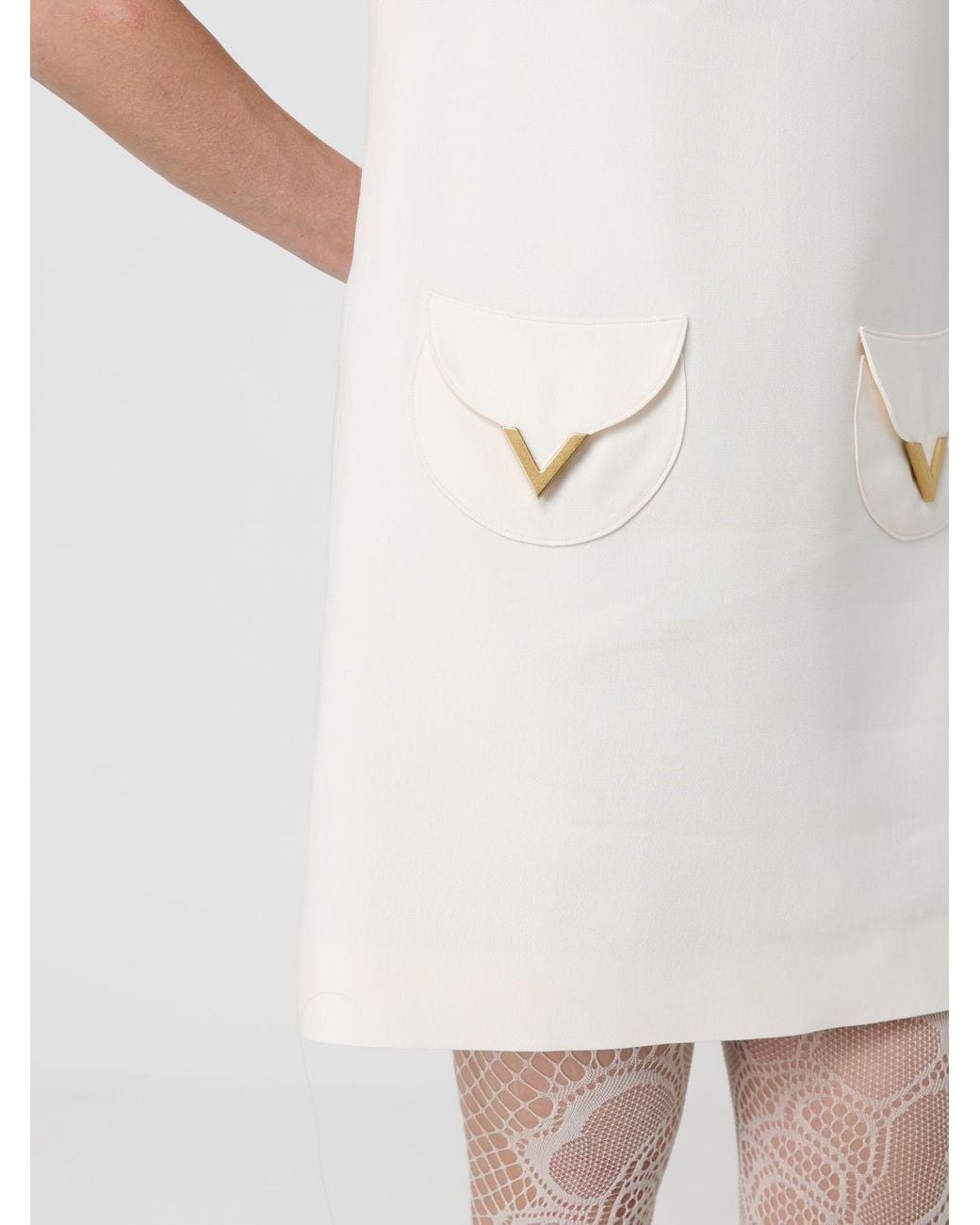 Valentino Gray Round-Neck Short-Sleeved Dress