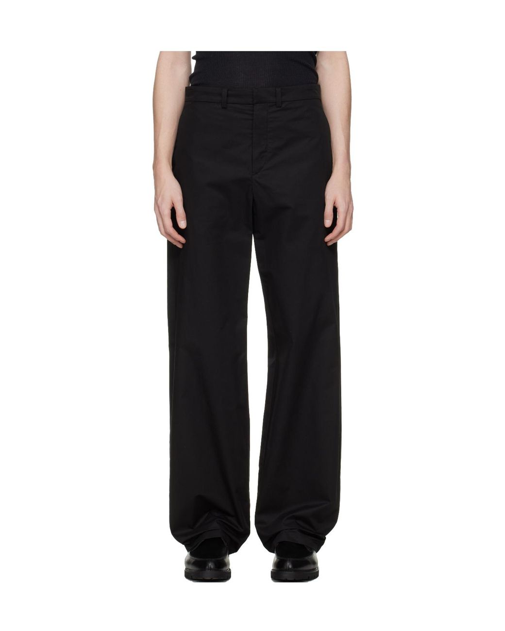 Rier Black Casual Pants With Belt Loops for men
