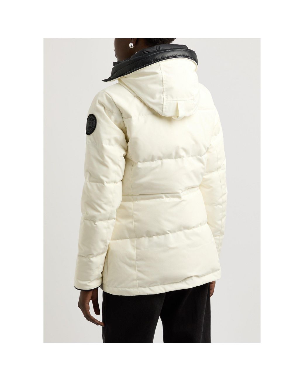 Canada Goose White Hooded, Waist-Cinched Down Jacket