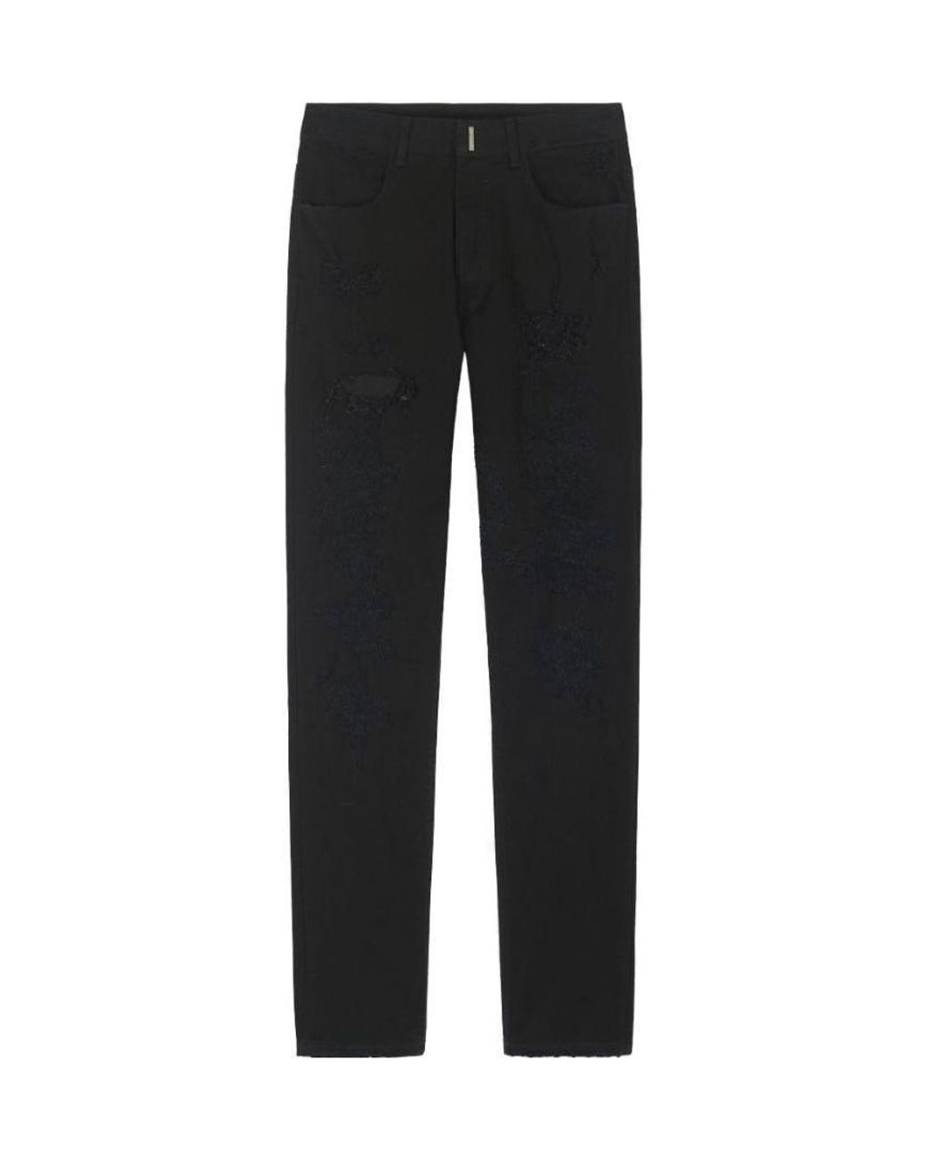 Givenchy Black Destroyed Slim Fit Jeans for men