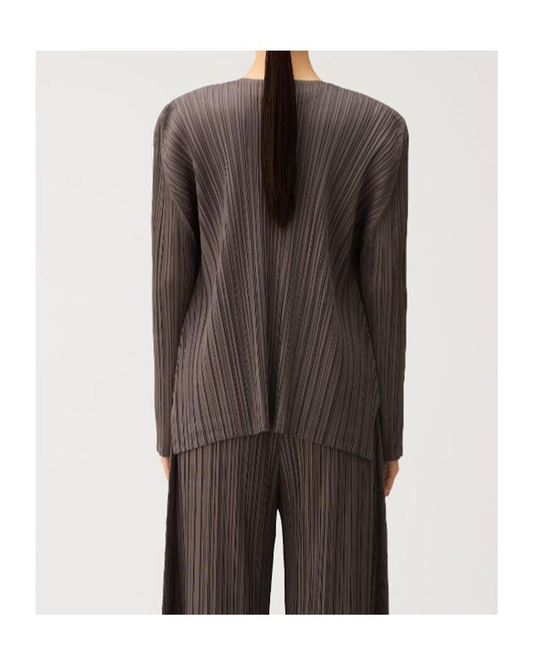Pleats Please Issey Miyake Gray Mellow Pleats Cardigan