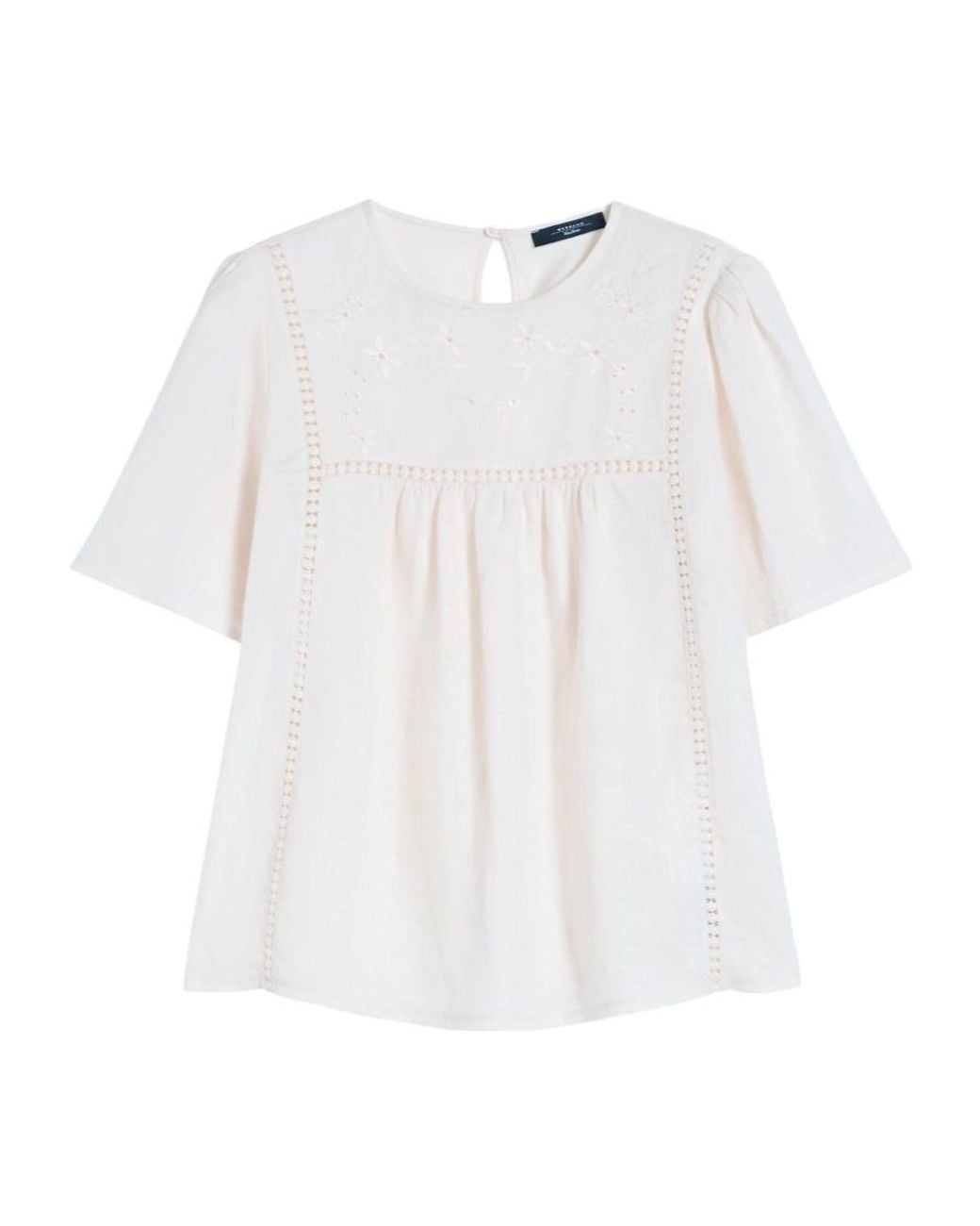Weekend by Maxmara White Floral-Embroidered Panelled Top