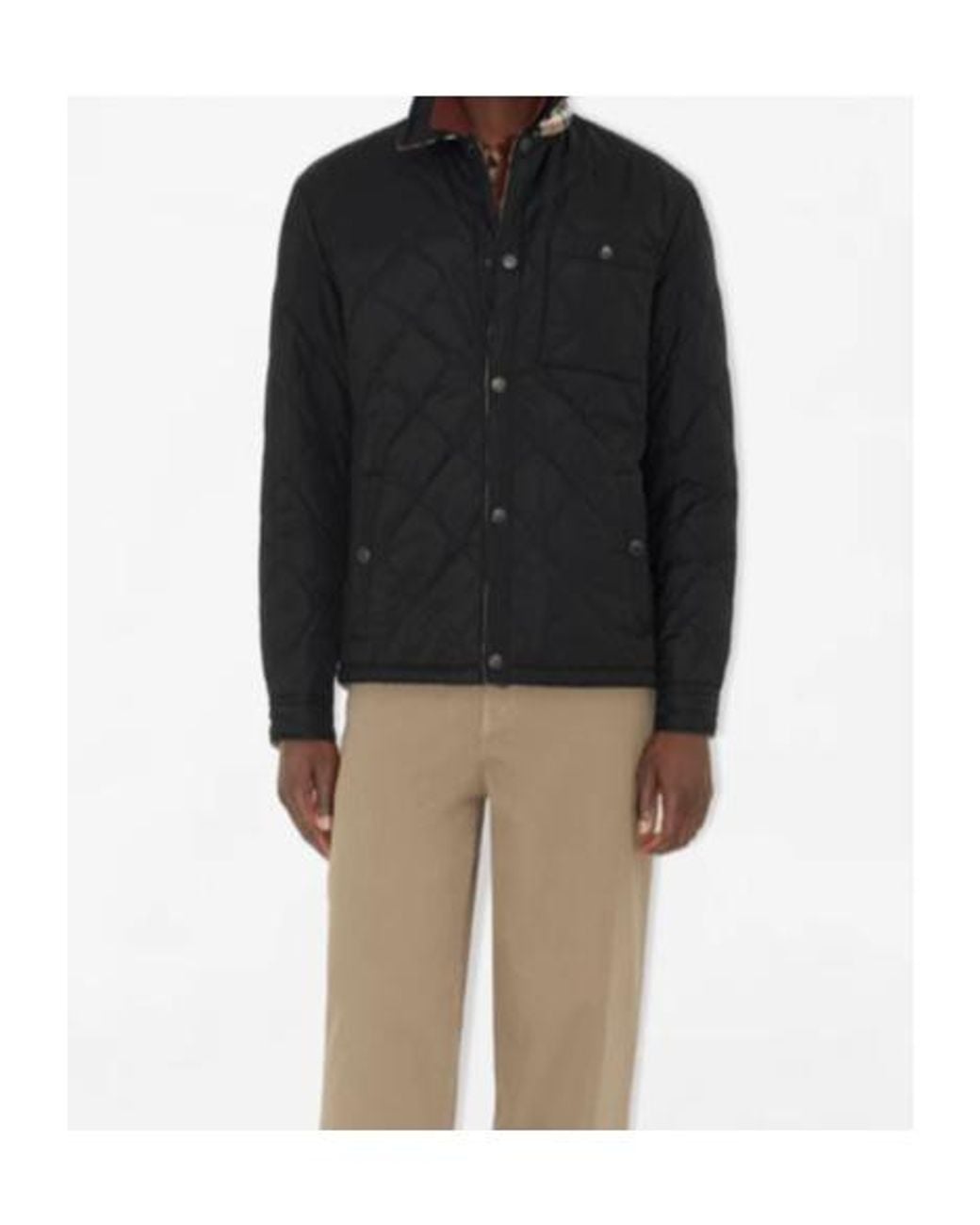 Burberry Black Checked Quilted Reversible Jacket for men
