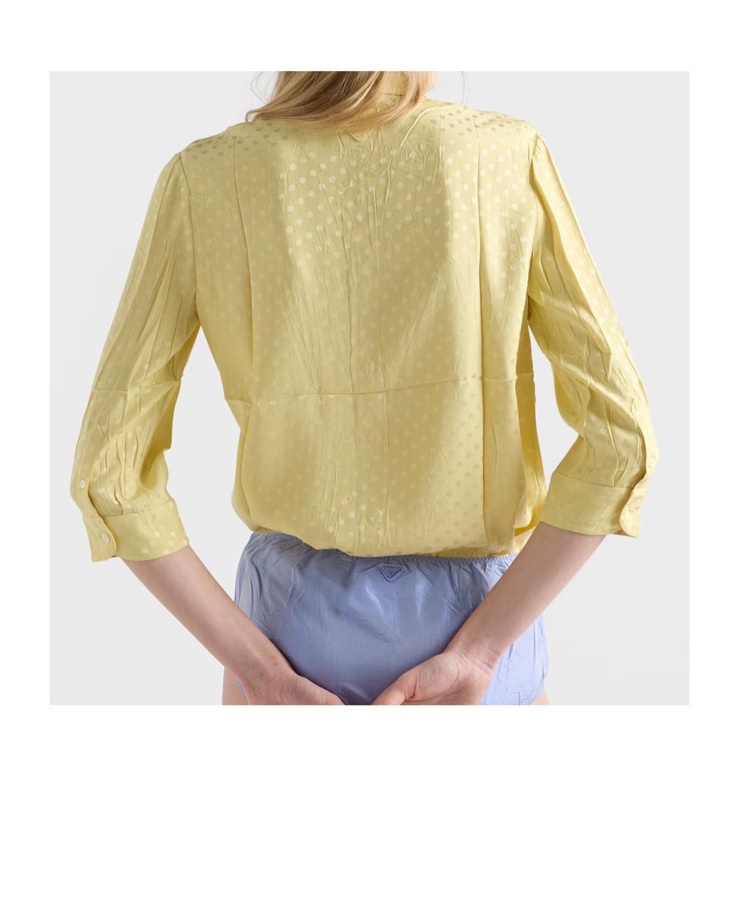 Prada Yellow Polka-Dot Satin Shirt