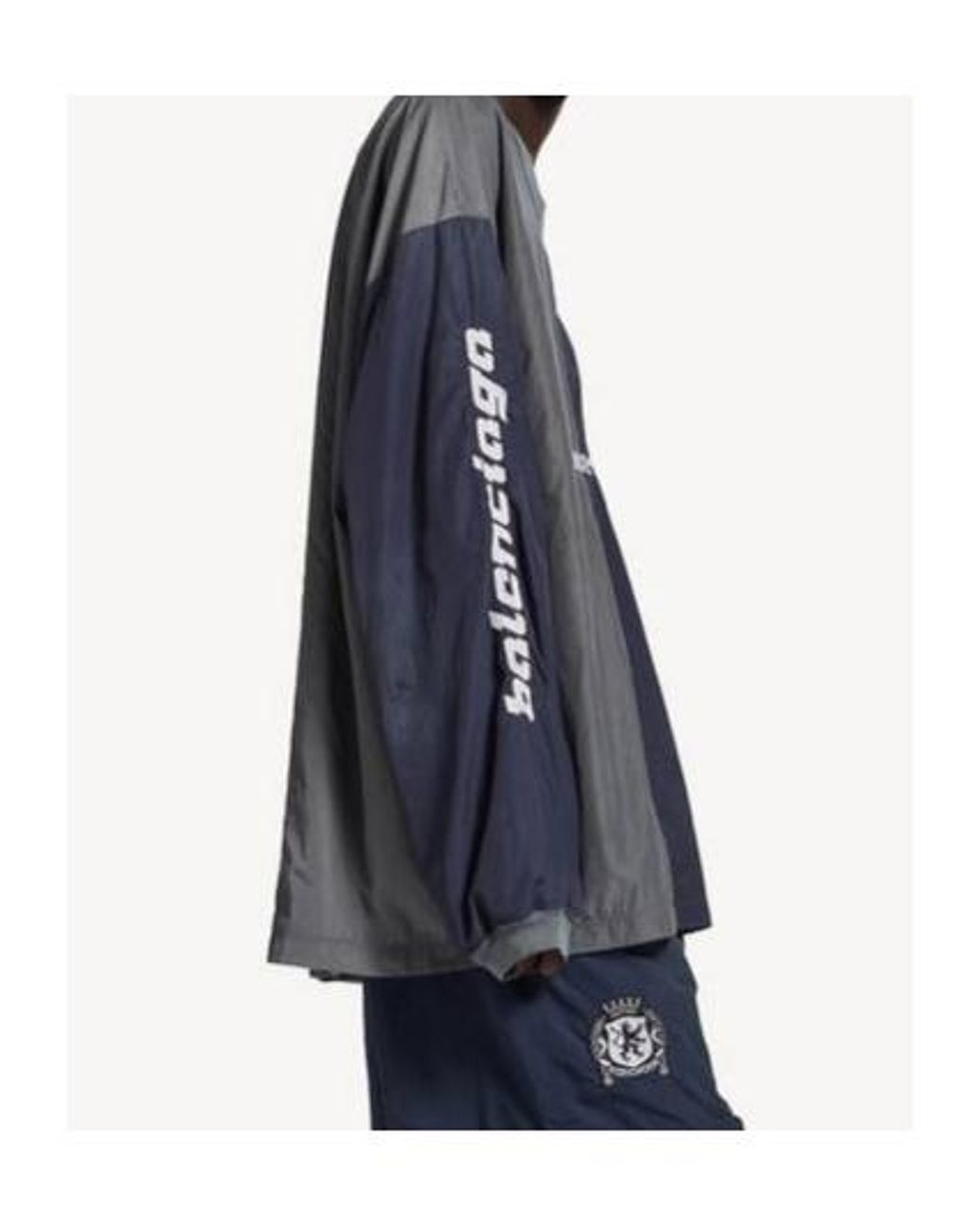 Balenciaga Blue Logo Embroidered V-Neck Sweatshirt for men