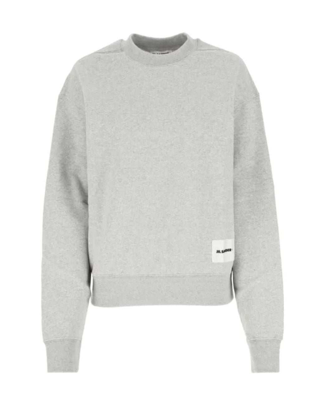 Jil Sander Gray Logo-Patch Straight Hem Sweatshirt