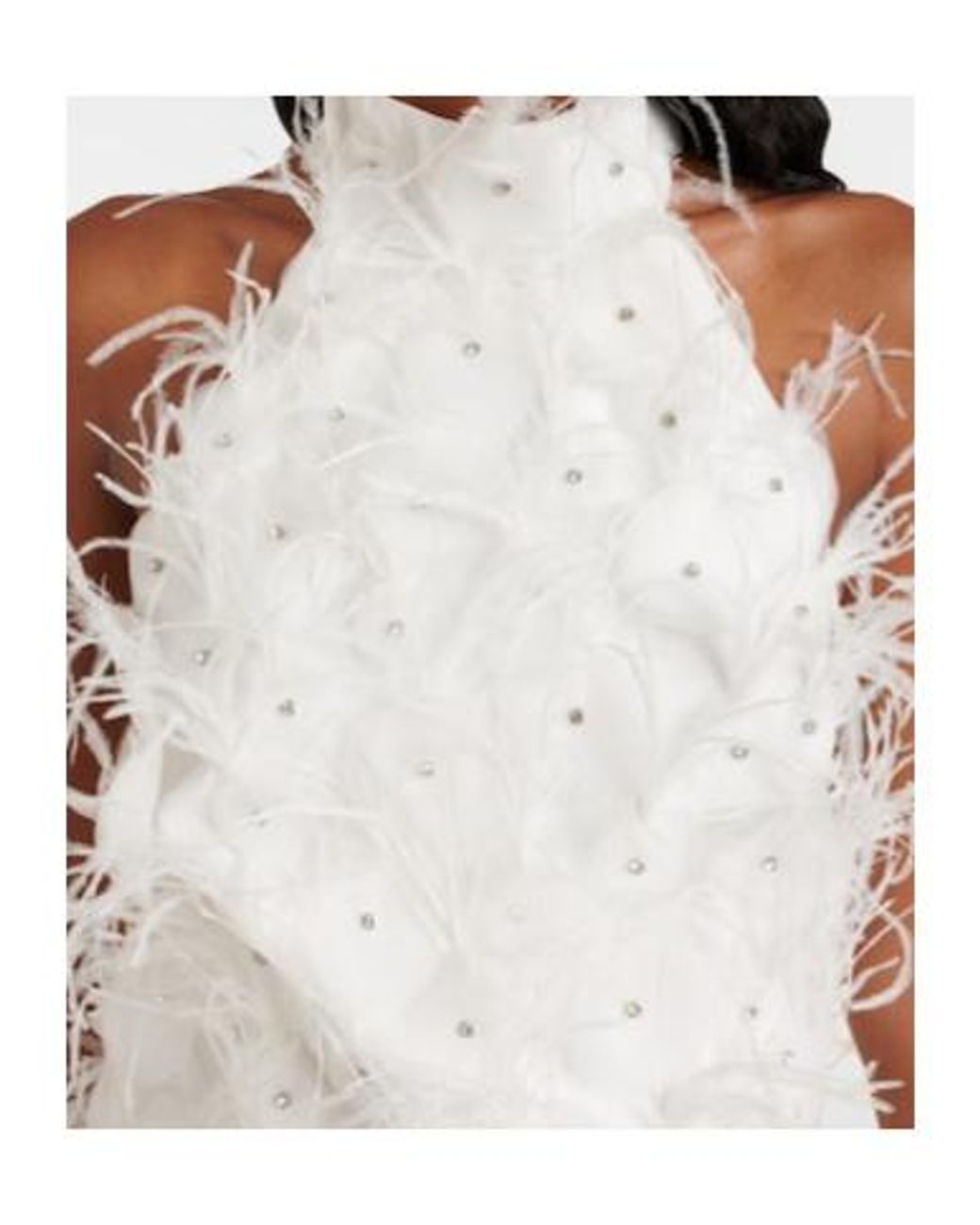 Rebecca Vallance White Bridal Meha Feather-Trimmed Minidress