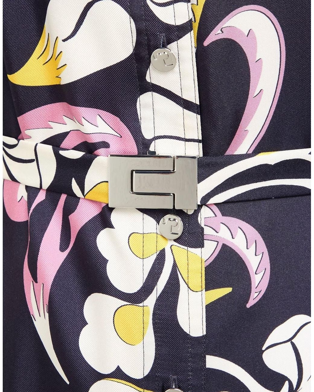 Tory Burch Blue Floral Long-Sleeve Shirt Dress