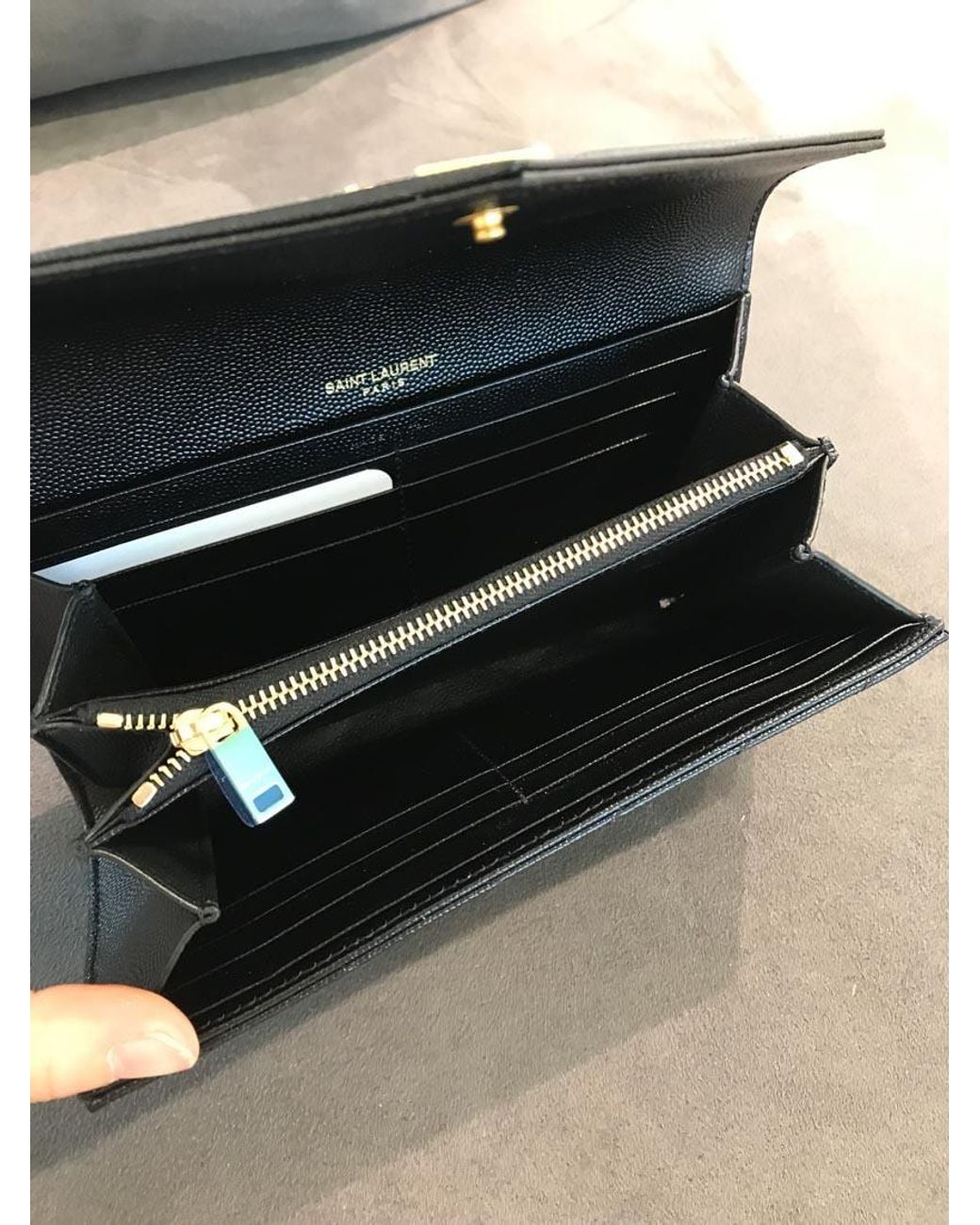 Saint Laurent Black Grain De Poudre モノグラム ウォレット
