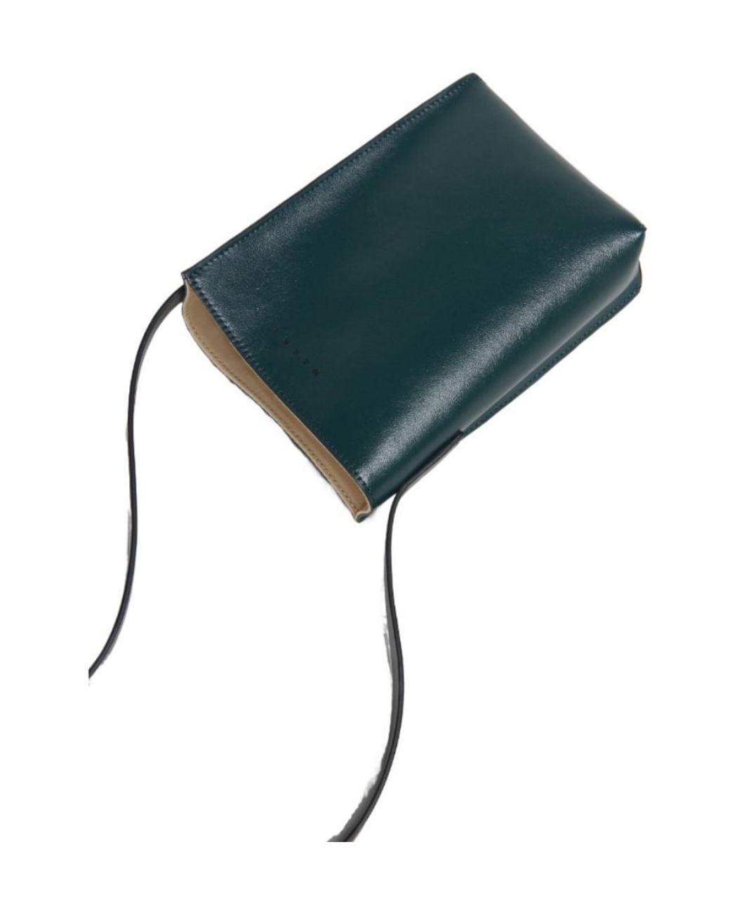 Marni Green Logo-Debossed Leather Crossbody Bag for men