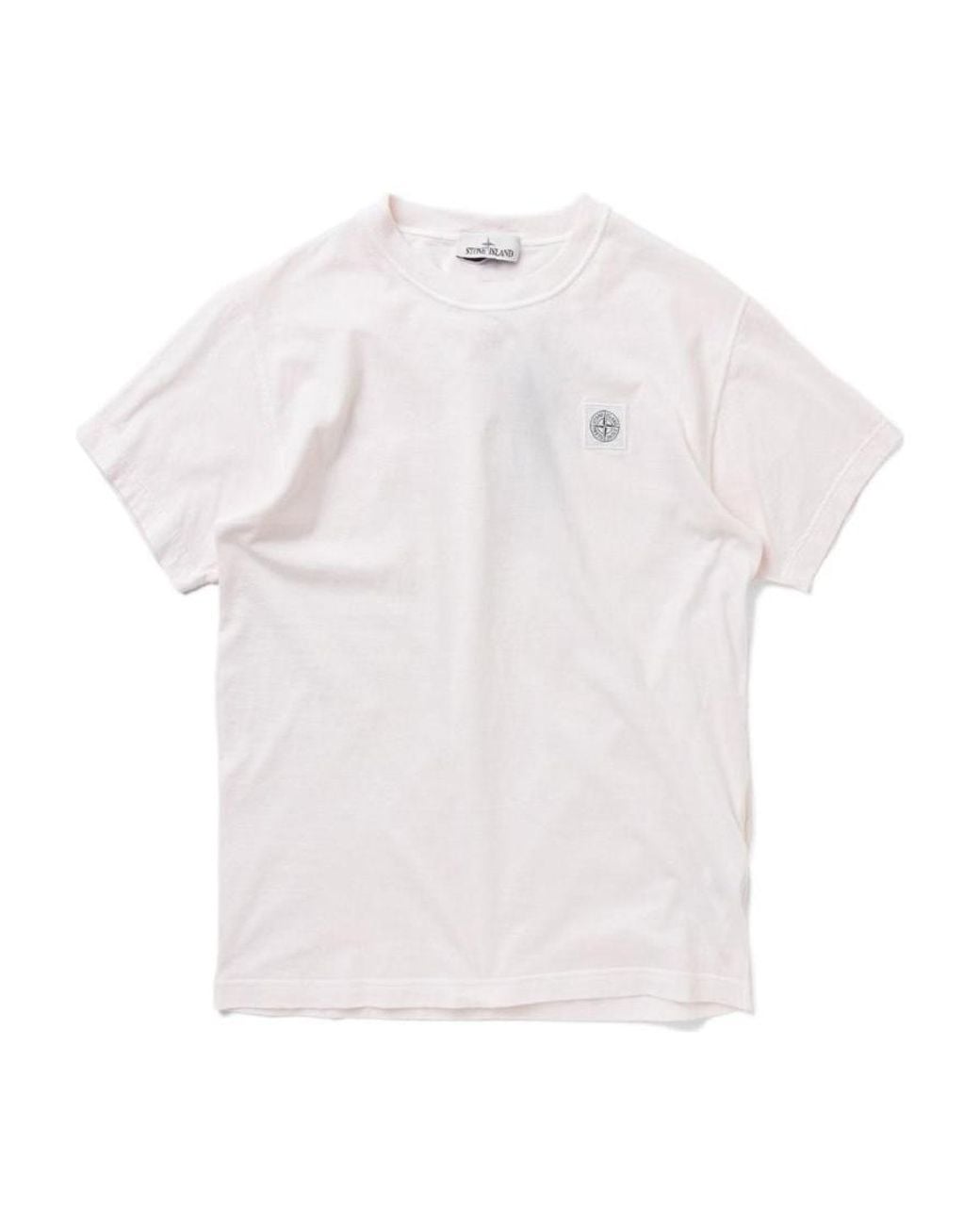 Stone Island White Logo-Patch Cotton T-Shirt for men