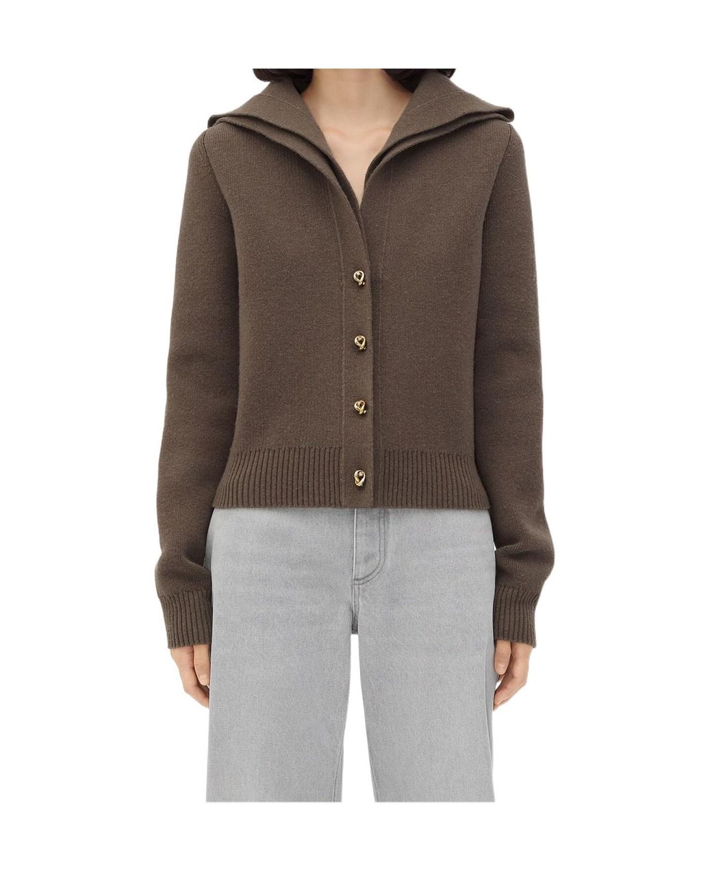 Bottega Veneta Brown Knot Button Detailed Knitted Cardigan