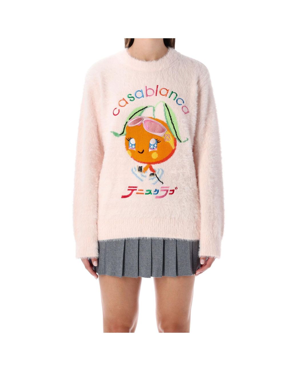 Casablanca White Logo-Embroidered Brushed Jumper