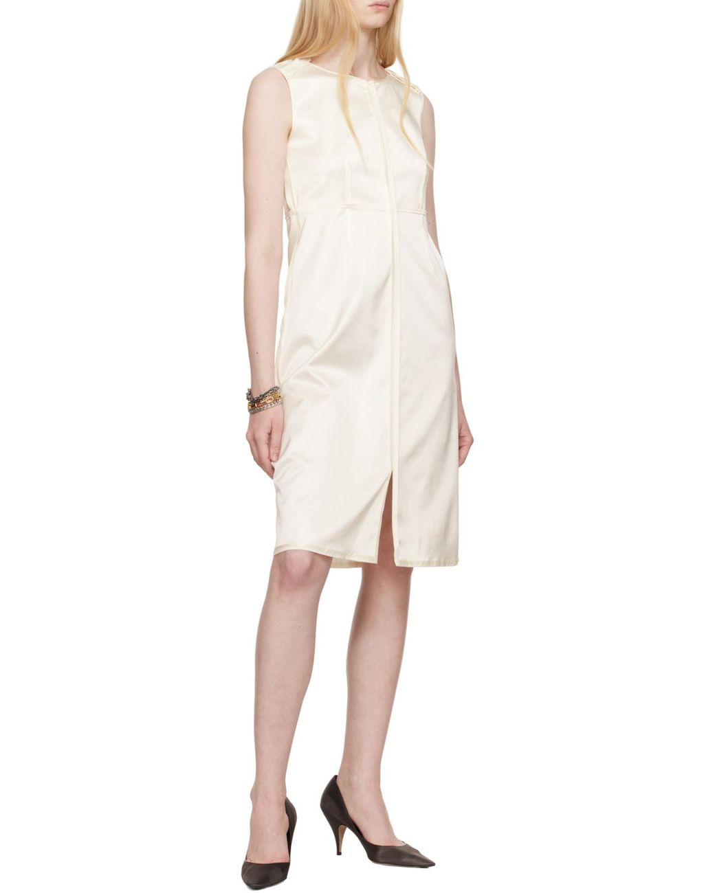 MM6 by Maison Margiela White Crewneck Sleeveless Midi Dress