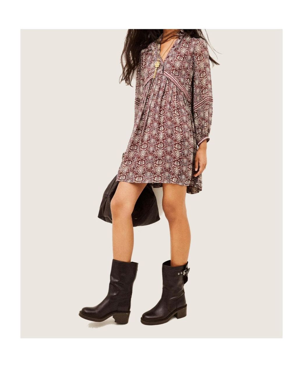 Ba&sh Brown V-Neck Printed Dress