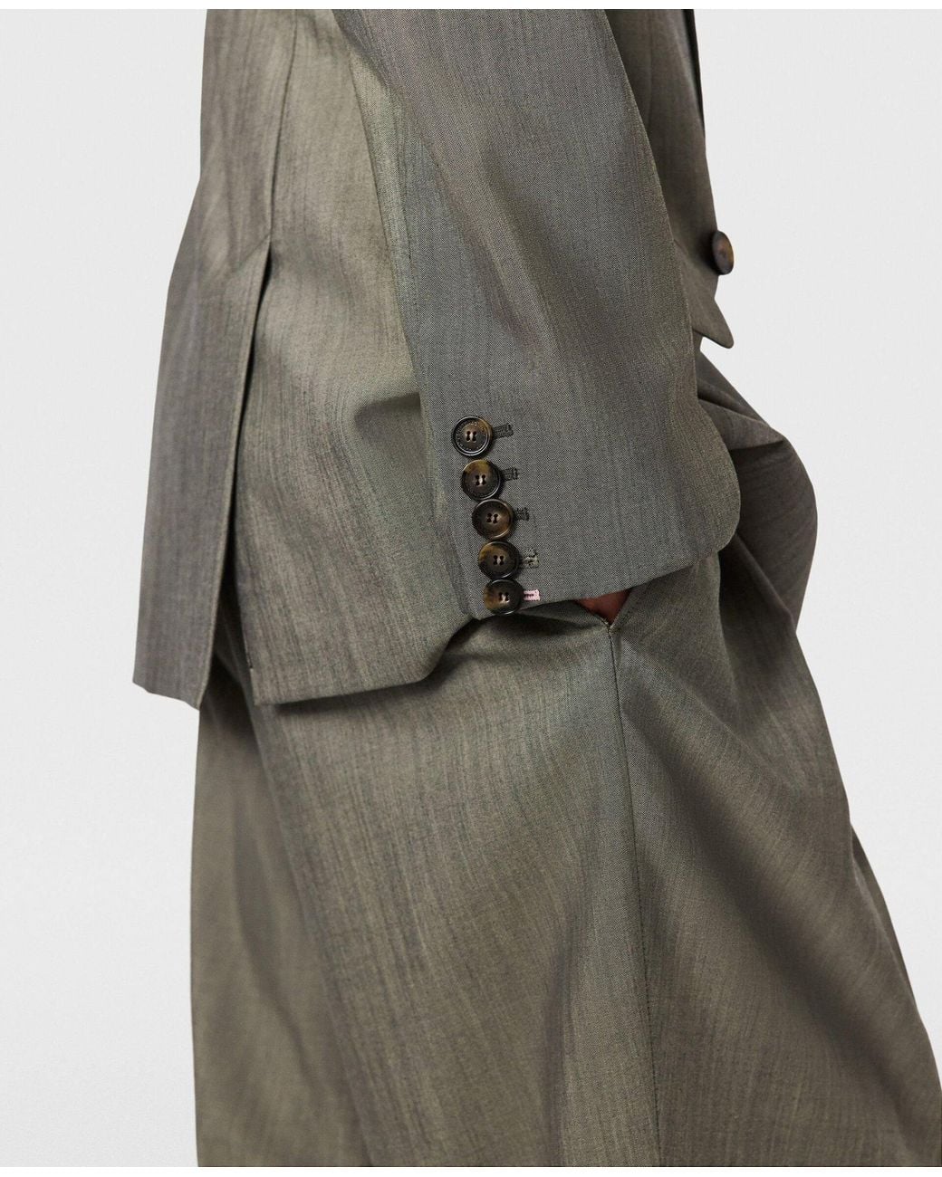 Stella McCartney Gray Pleated Wool-Blend Straight-Leg Pants