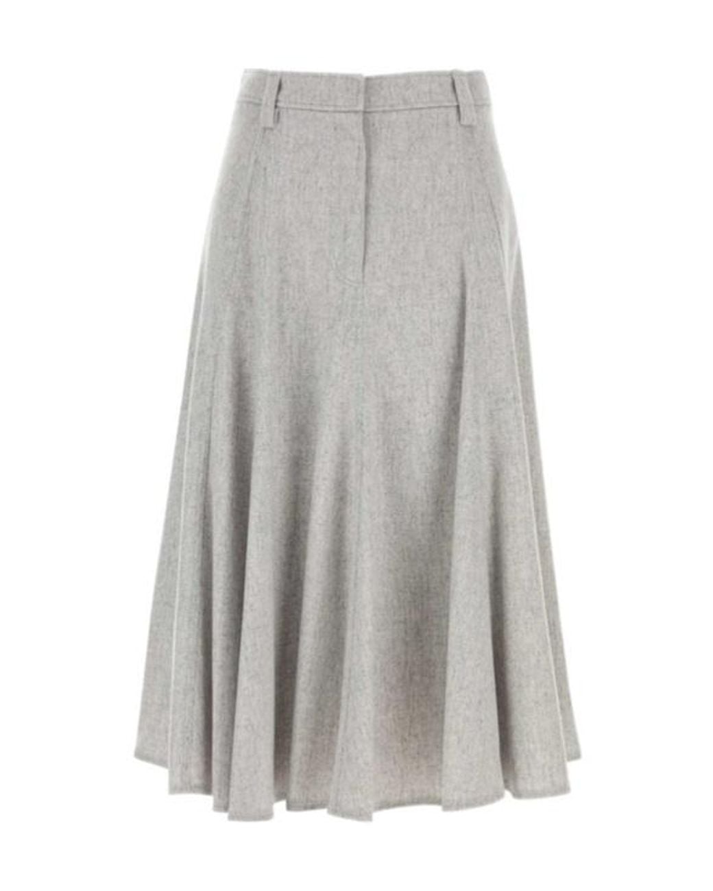 Brunello Cucinelli Gray Pleated Skirt